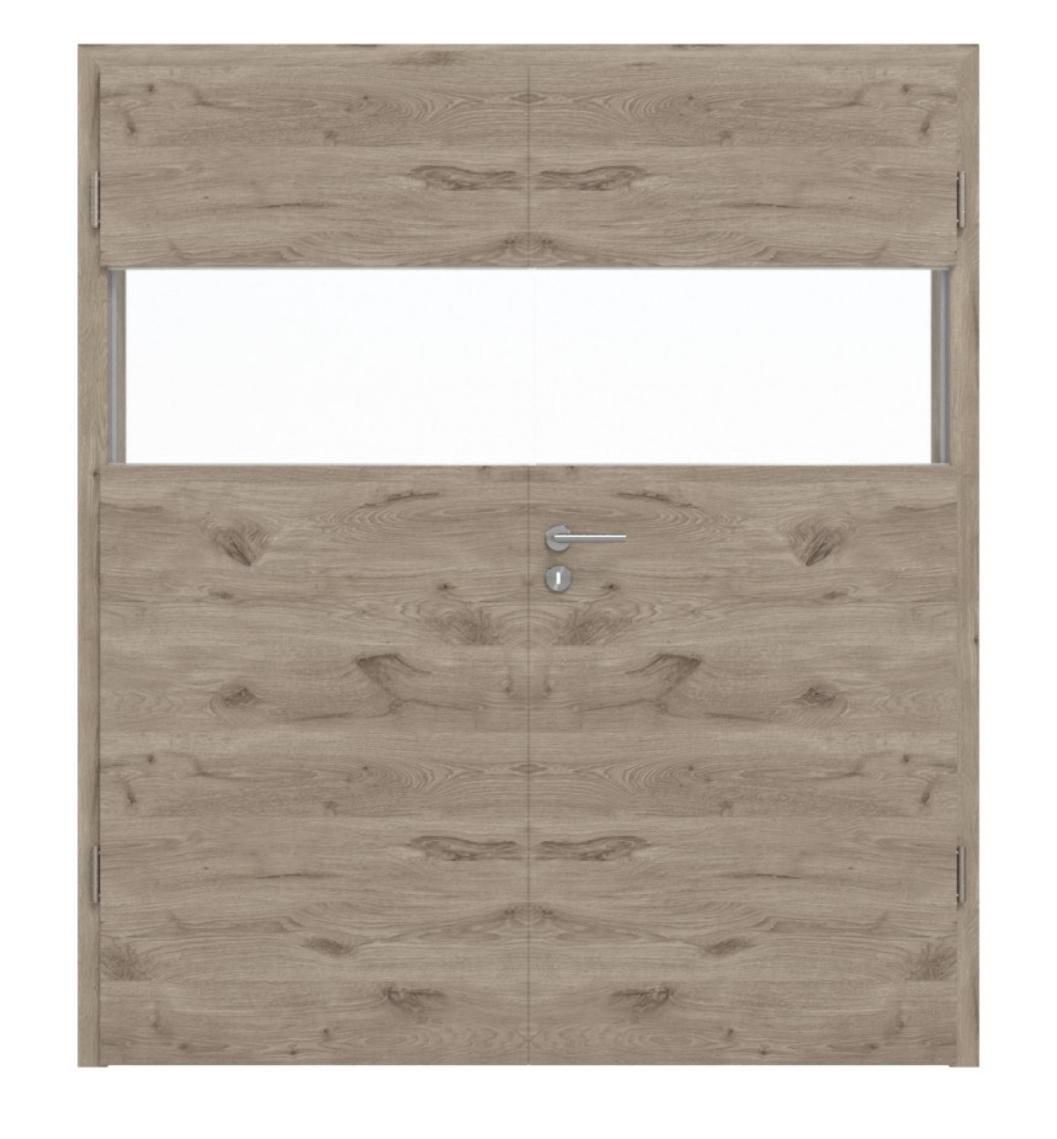 Drzwi podwójne HÖRMANN Pure 2 z dębu północnego, Duradecor DesignLine z przeszkleniem poziomym z ościeżnicą