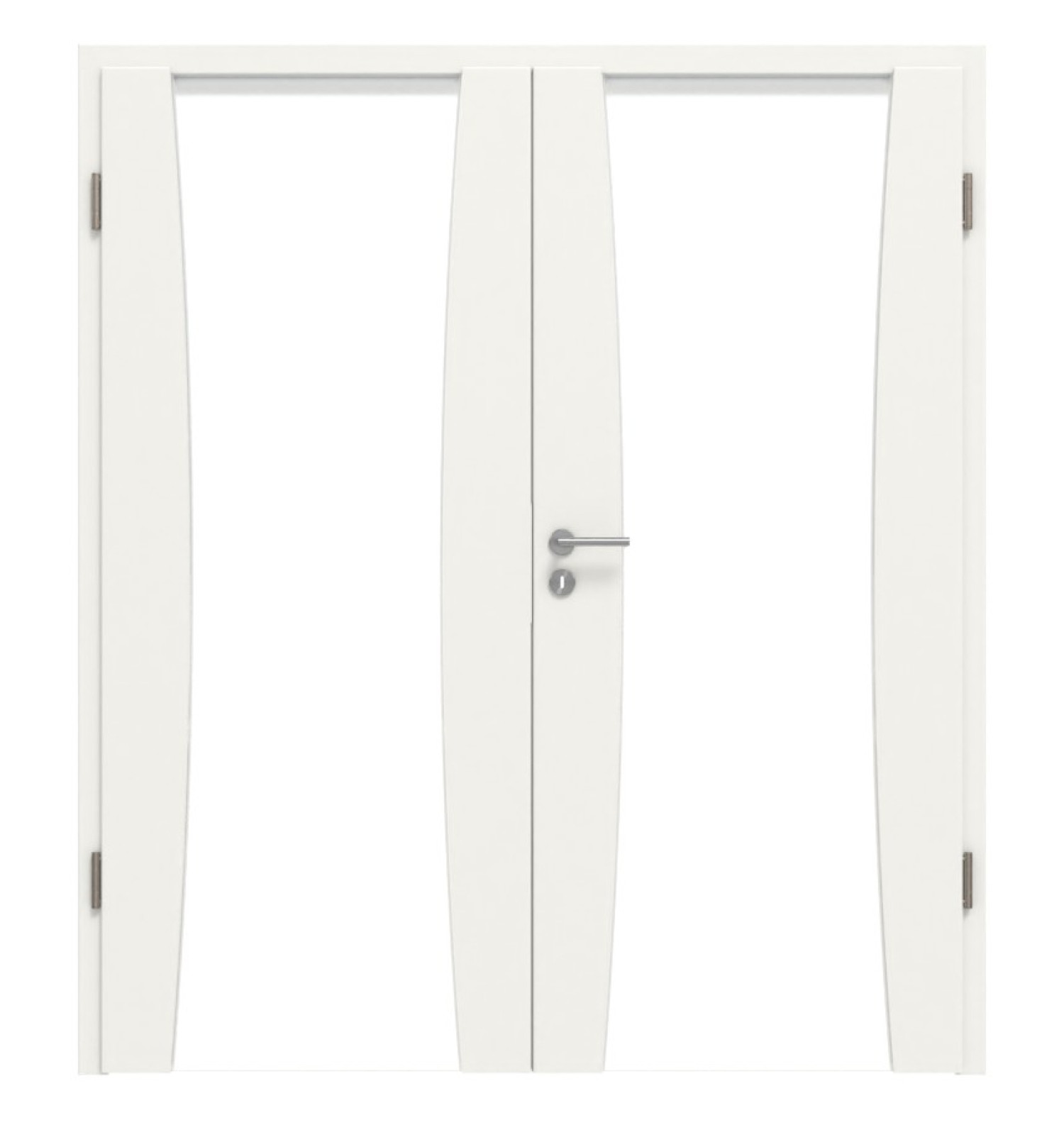 Widok z przodu drzwi podwójnych Sueno 2 Basic Durat w kolorze białym RAL 9016 z ościeżnicą - Huga
