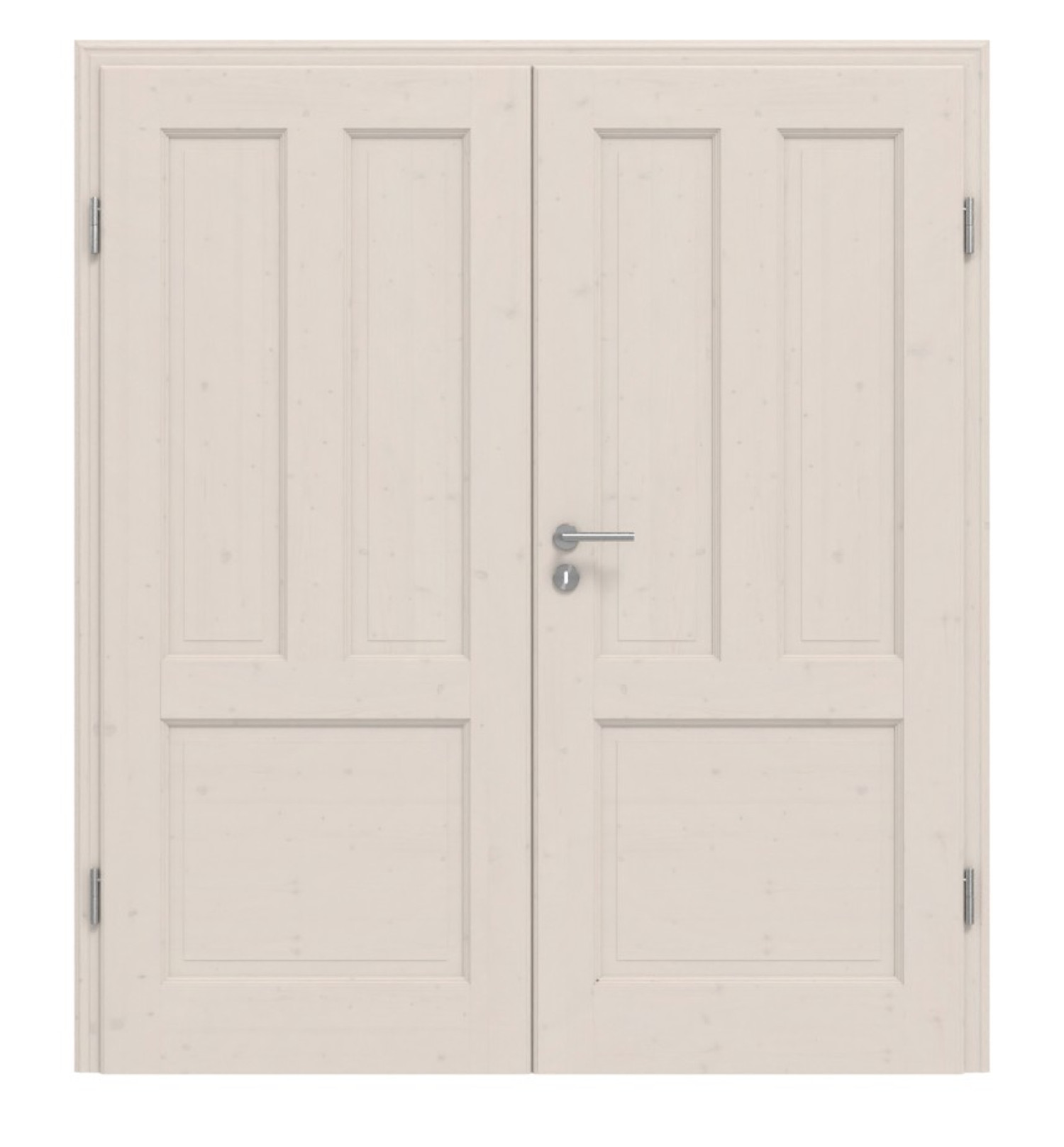 Widok z przodu TE-11 sosna bezsękowa biała pigmentowana lakierowana drzwi podwójne z litego drewna - Twoje drzwi