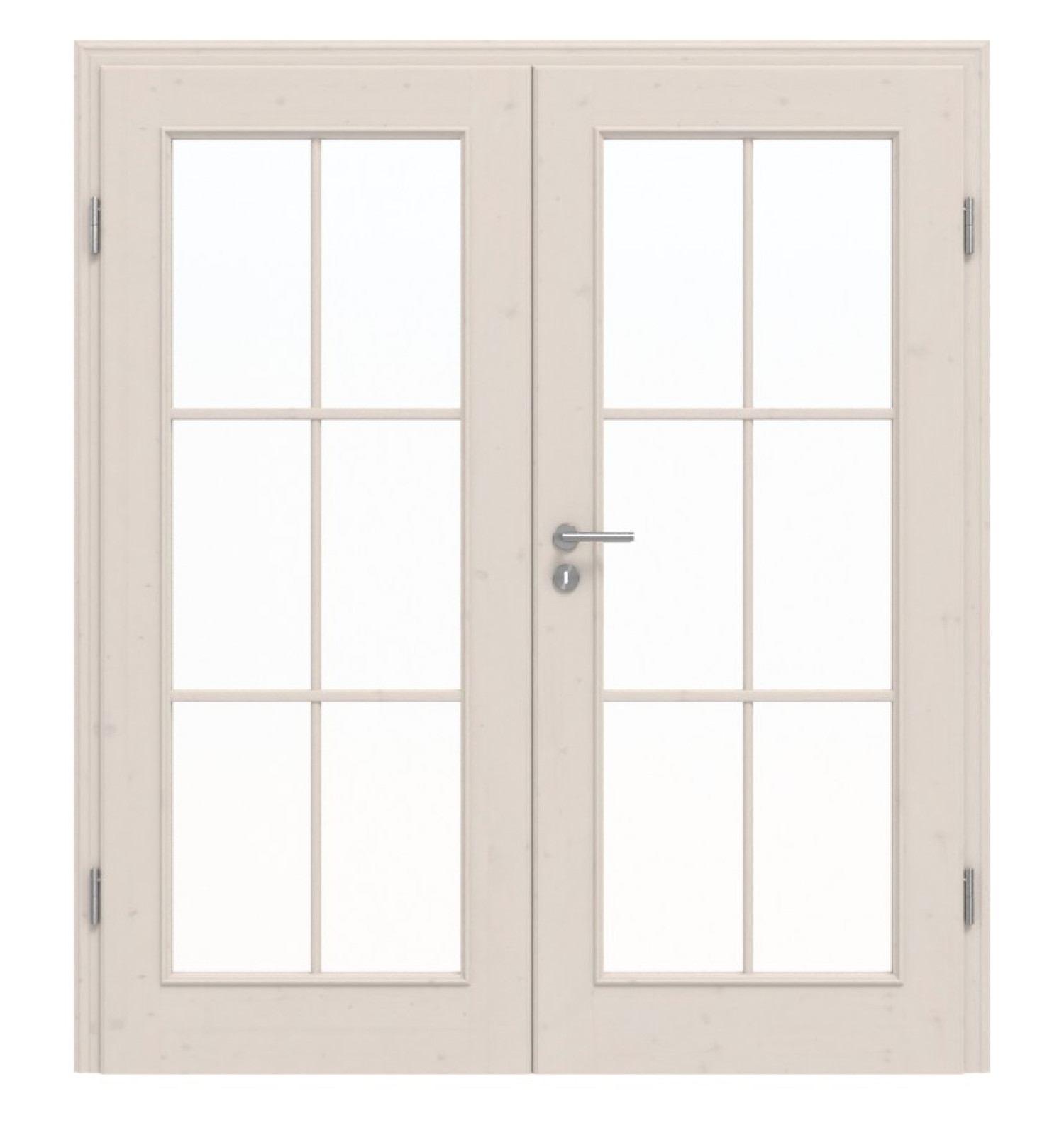 Widok frontowy TE-15 sosna sękata biała pigmentowana lakierowana drzwi podwójne z litego drewna - Twoje drzwi