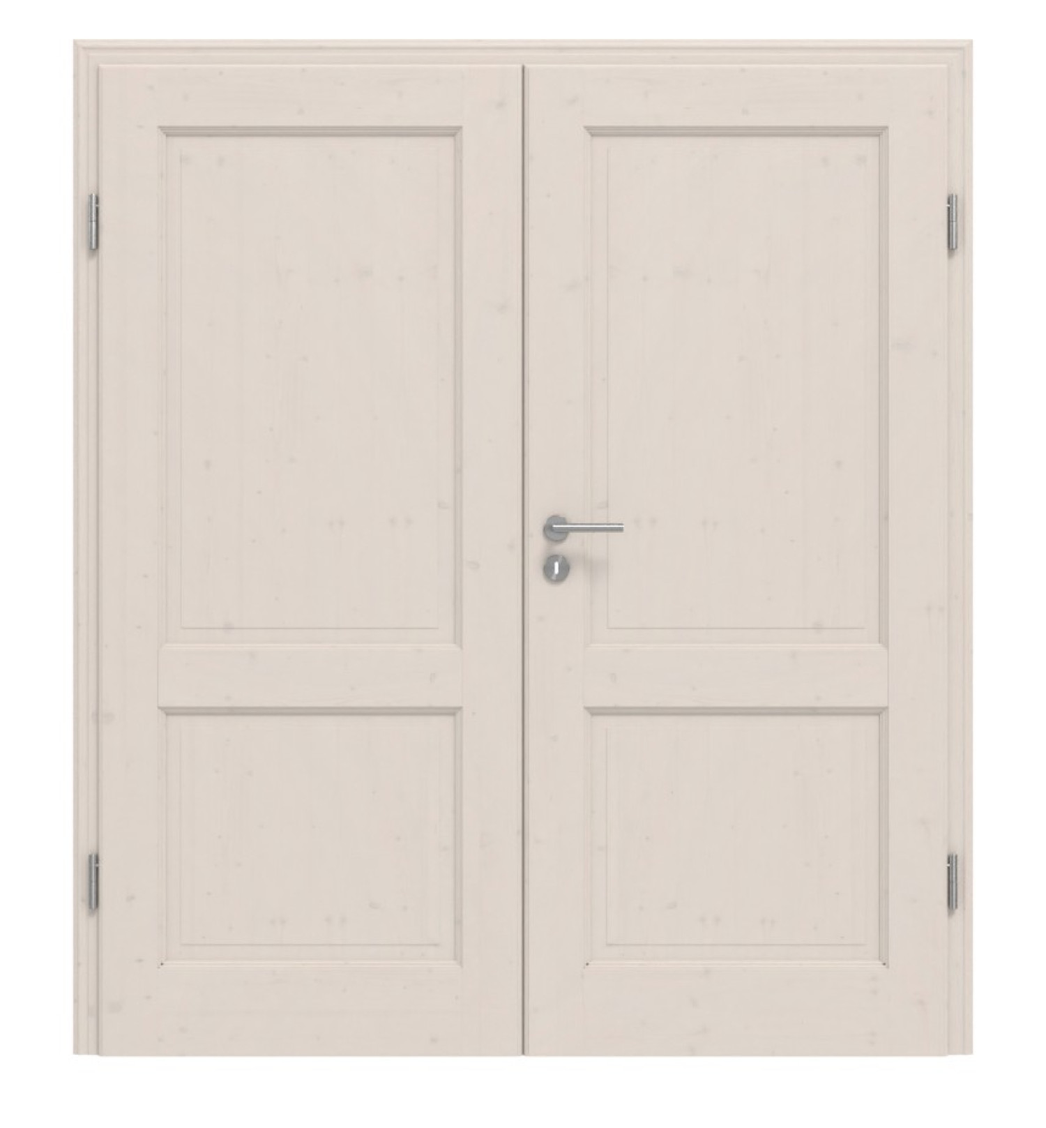Widok z przodu drzwi podwójnych TE-2 z białego, pigmentowanego, lakierowanego drewna świerkowego - Twoje drzwi