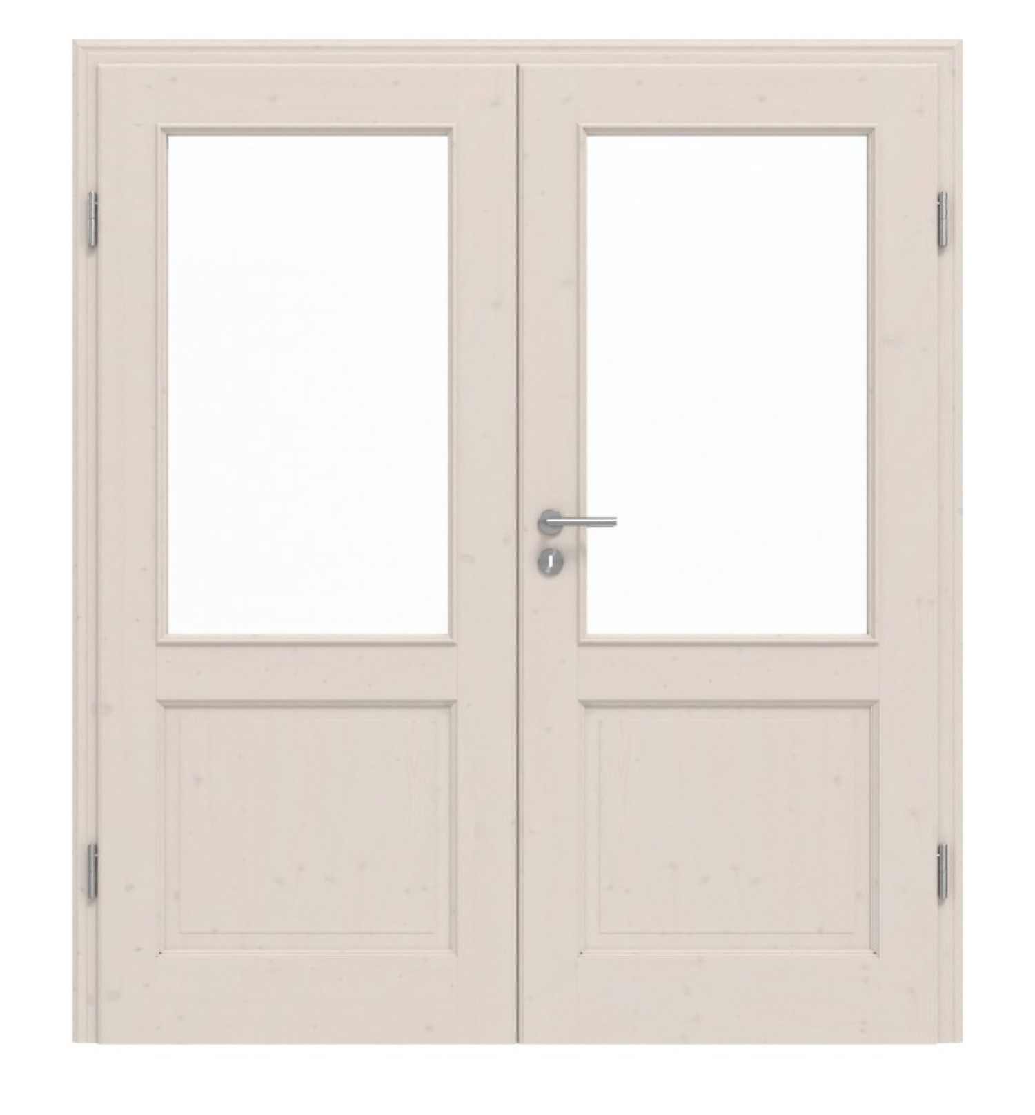 Widok frontowy TE-23 sosna sękata biała pigmentowana lakierowana drzwi podwójne z litego drewna - Twoje drzwi