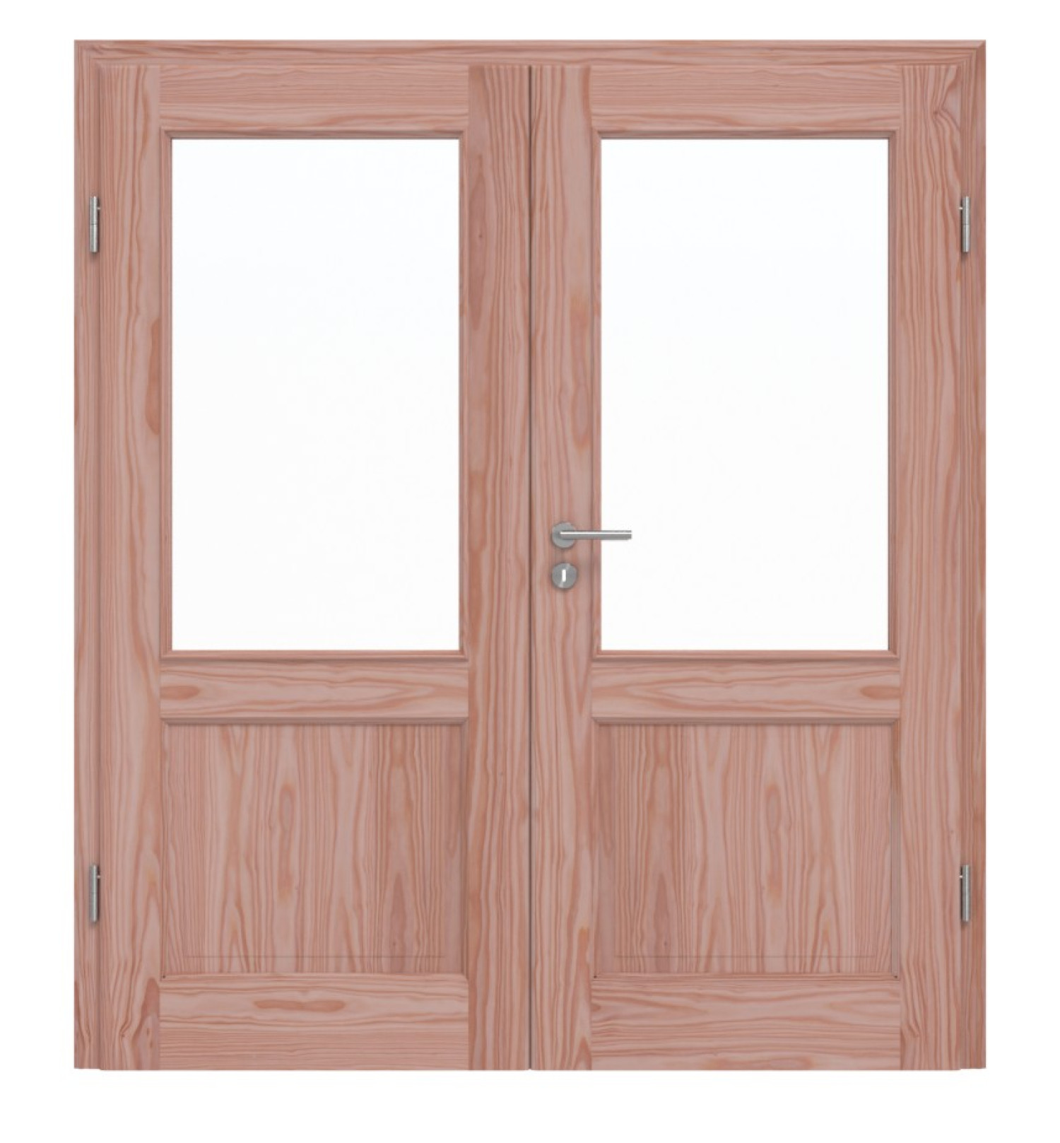 Drzwi podwójne TE-23 z larchu z litego drewna z ościeżnicą