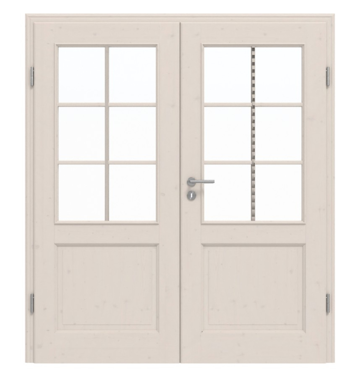 Widok frontowy TE-25 sosna bezsęczna biała pigmentowana lakierowana drzwi podwójne z litego drewna - Twoje drzwi