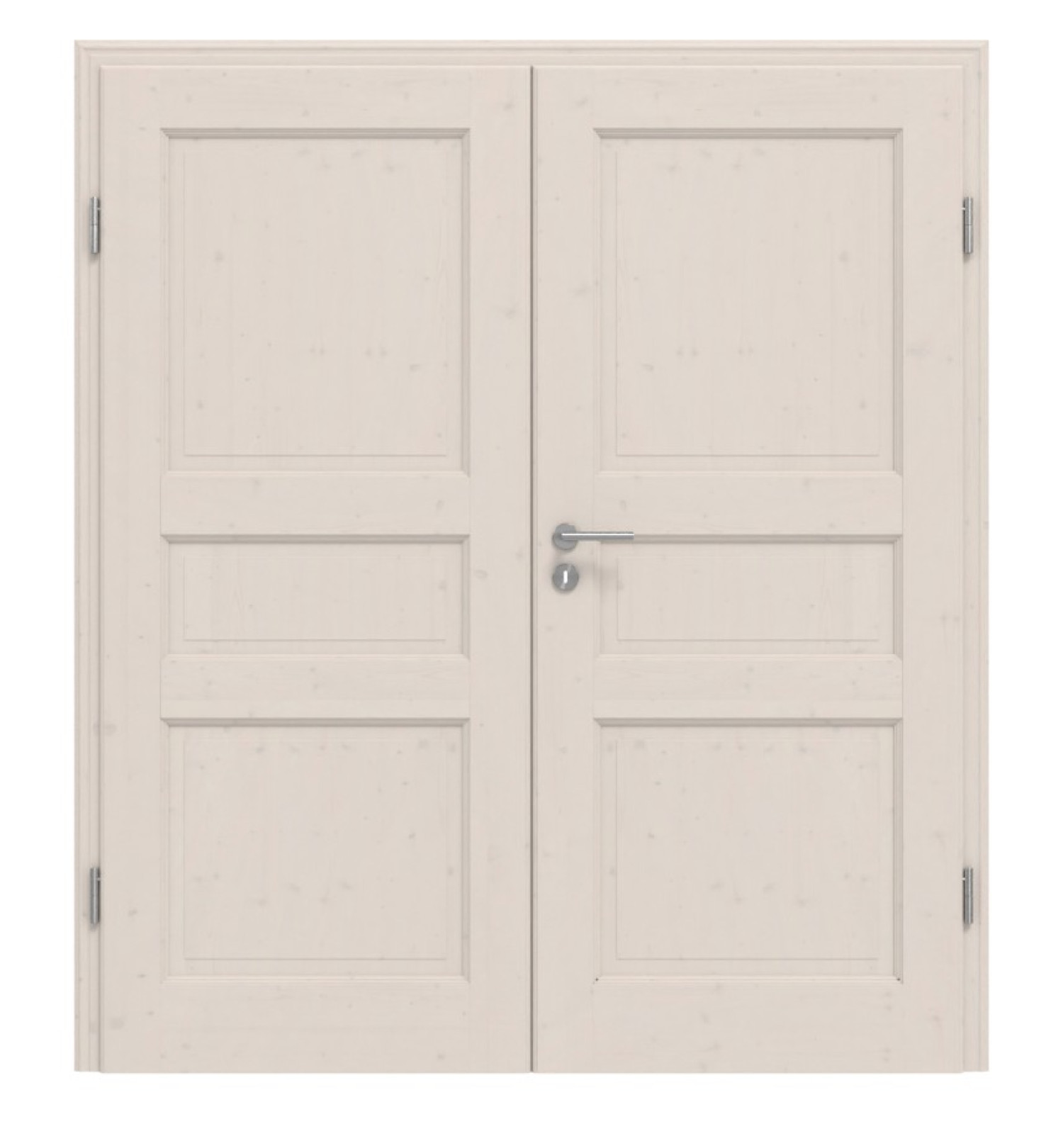 Widok frontowy TE-3 sosna sękata biała pigmentowana lakierowana drzwi podwójne z litego drewna - Twoje drzwi