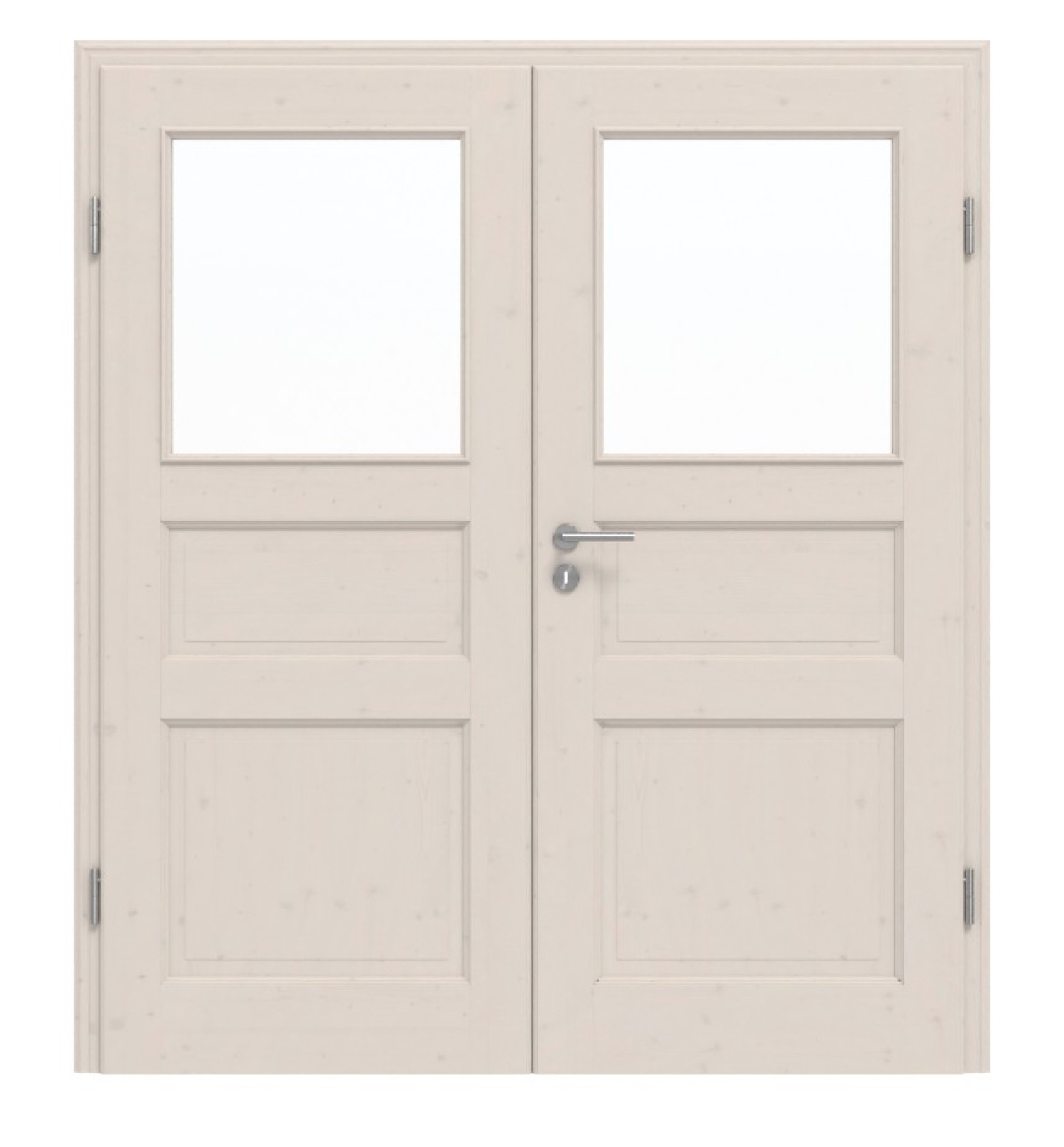 Widok frontowy TE-38 sosna bezsęczna biała pigmentowana lakierowana drzwi podwójne z litego drewna - Twoje drzwi