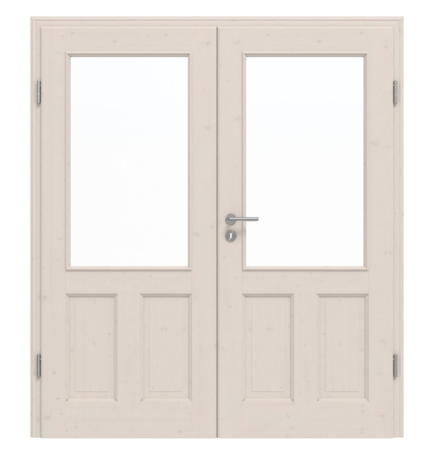 Widok frontowy TE-40 sosna bezsękowa biała pigmentowana lakierowana drzwi podwójne z litego drewna - Twoje drzwi