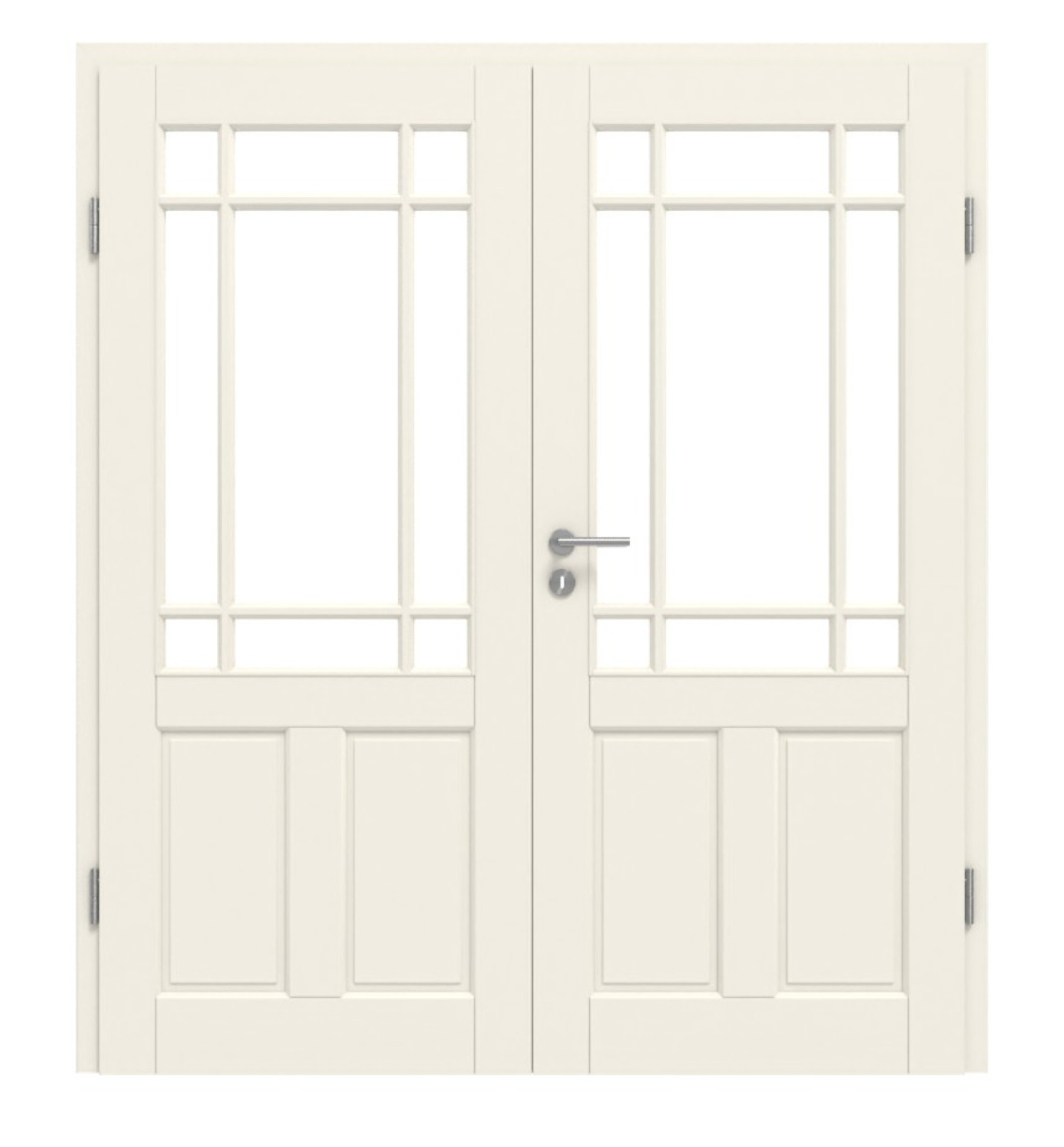 KILSGAARD Drzwi podwójne Typ 18-04 Białe lakierowane RAL 9010 z ramą z przegrodami SF-9 z ościeżnicą