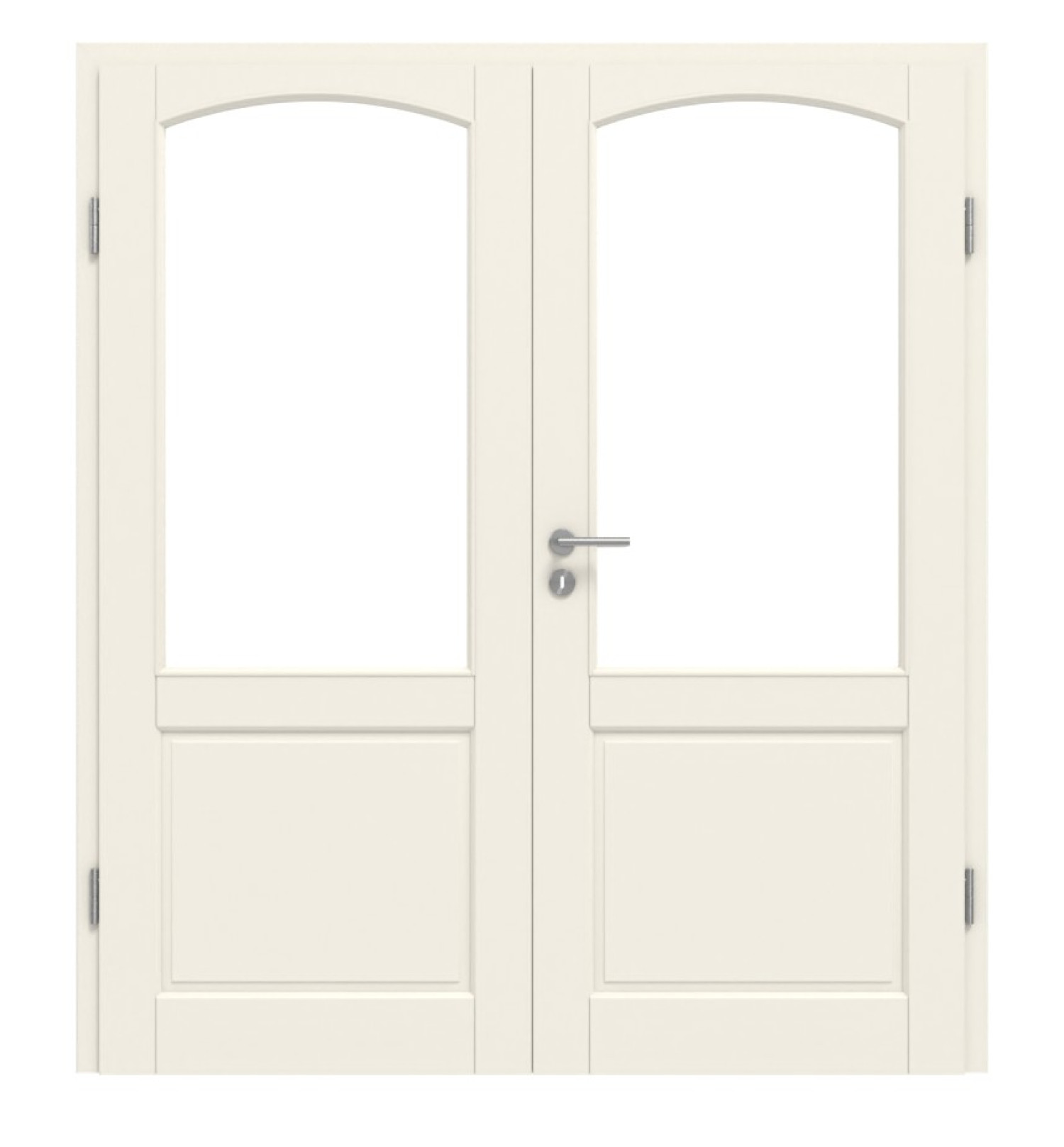 KILSGAARD Drzwi podwójne Typ 18 Białe lakierowane RAL 9010 z przeszkleniem po stronie zawiasów z ościeżnicą