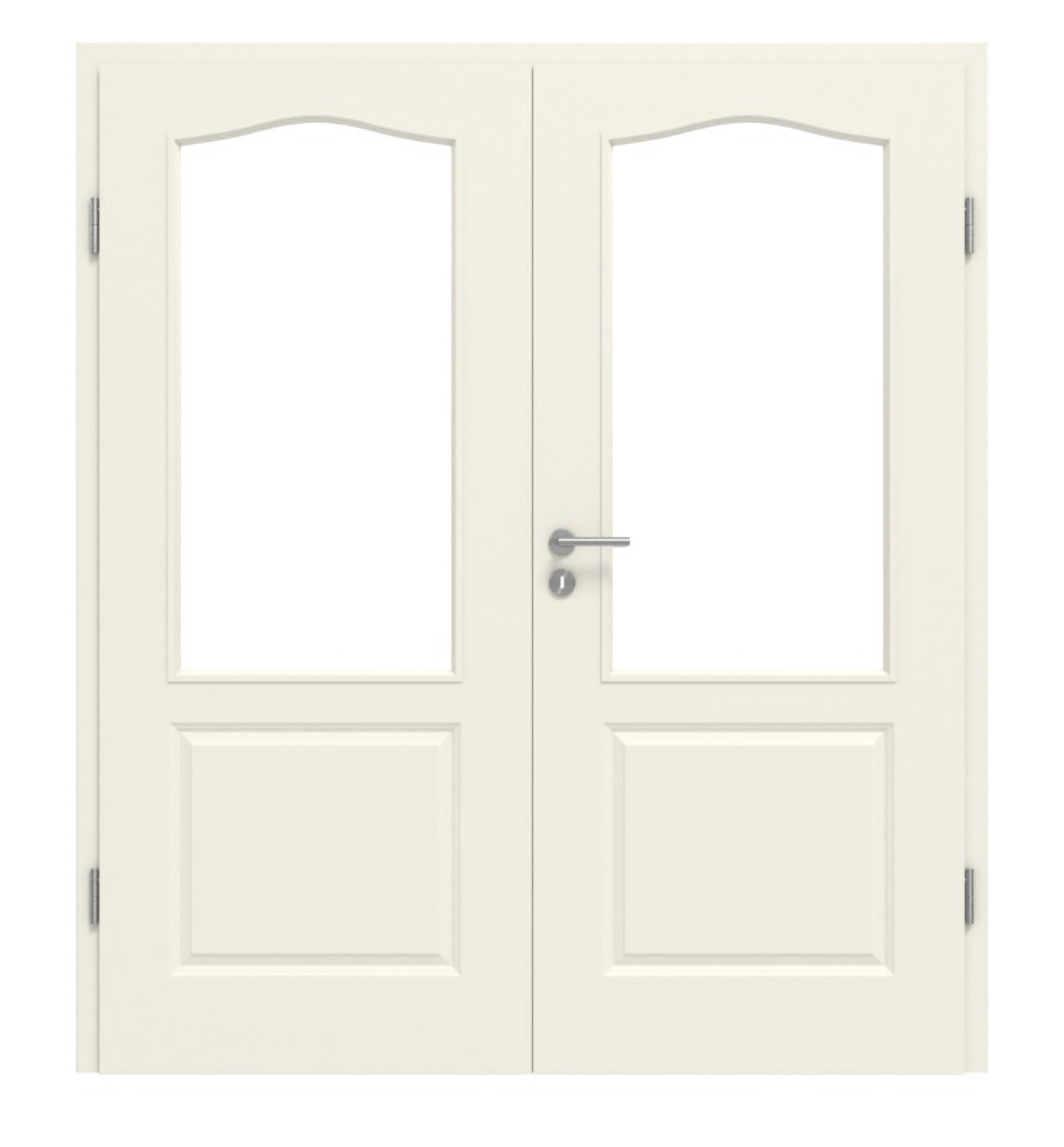 KILSGAARD Drzwi podwójne Typ 20 Białe lakierowane z przeszkleniem po stronie zawiasów z ościeżnicą