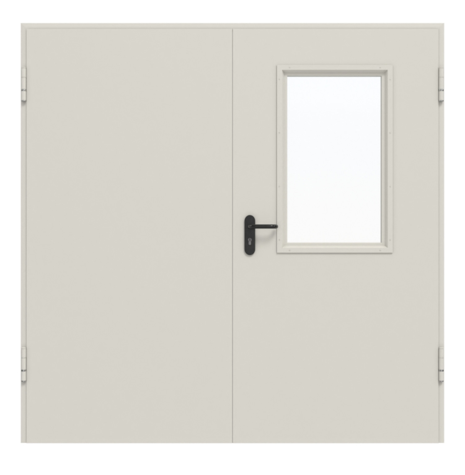 HÖRMANN kompletny zestaw stalowych drzwi zewnętrznych wielofunkcyjnych D65-2 OD z przeszkleniem LA-B2 w aktywnym skrzydle wraz z ościeżnicą blokową.