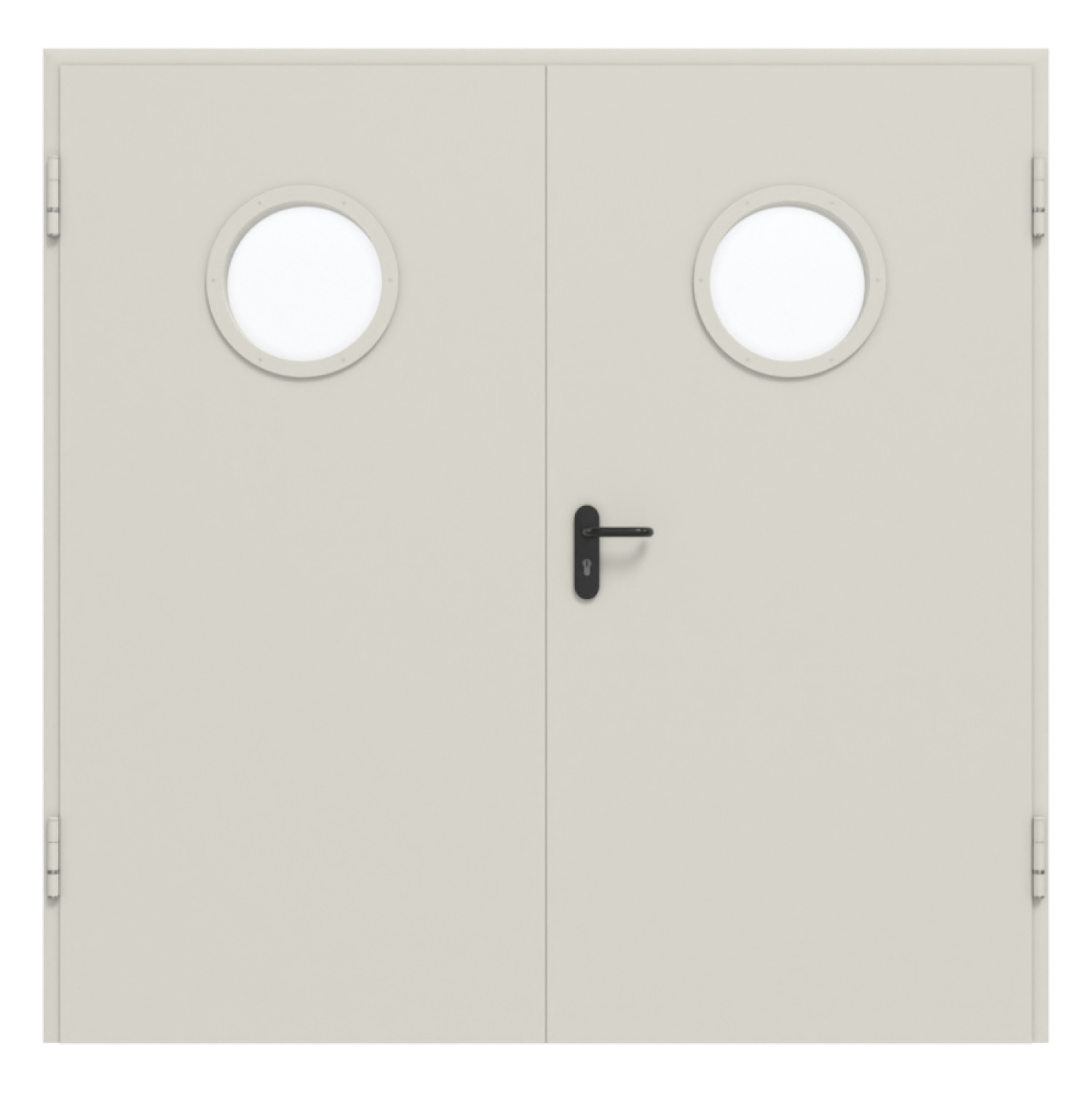 Frontansicht zestawu drzwi wewnętrznych stalowych drzwi wielofunkcyjnych D65-2 OD z okrągłym LA w tym z ościeżnicą narożną - Hörmann