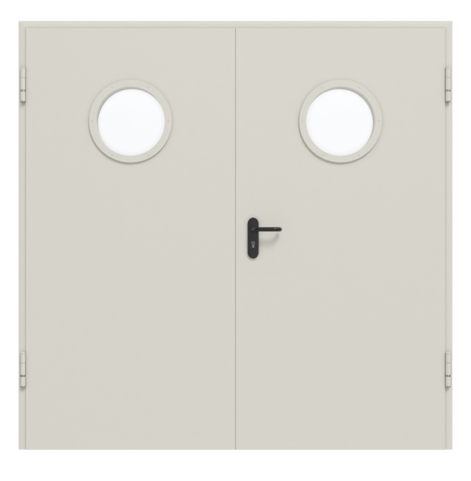 HÖRMANN kompletny zestaw stalowych zewnętrznych drzwi wielofunkcyjnych D65-2 OD z okrągłym przeszkleniem wraz z ościeżnicą narożną