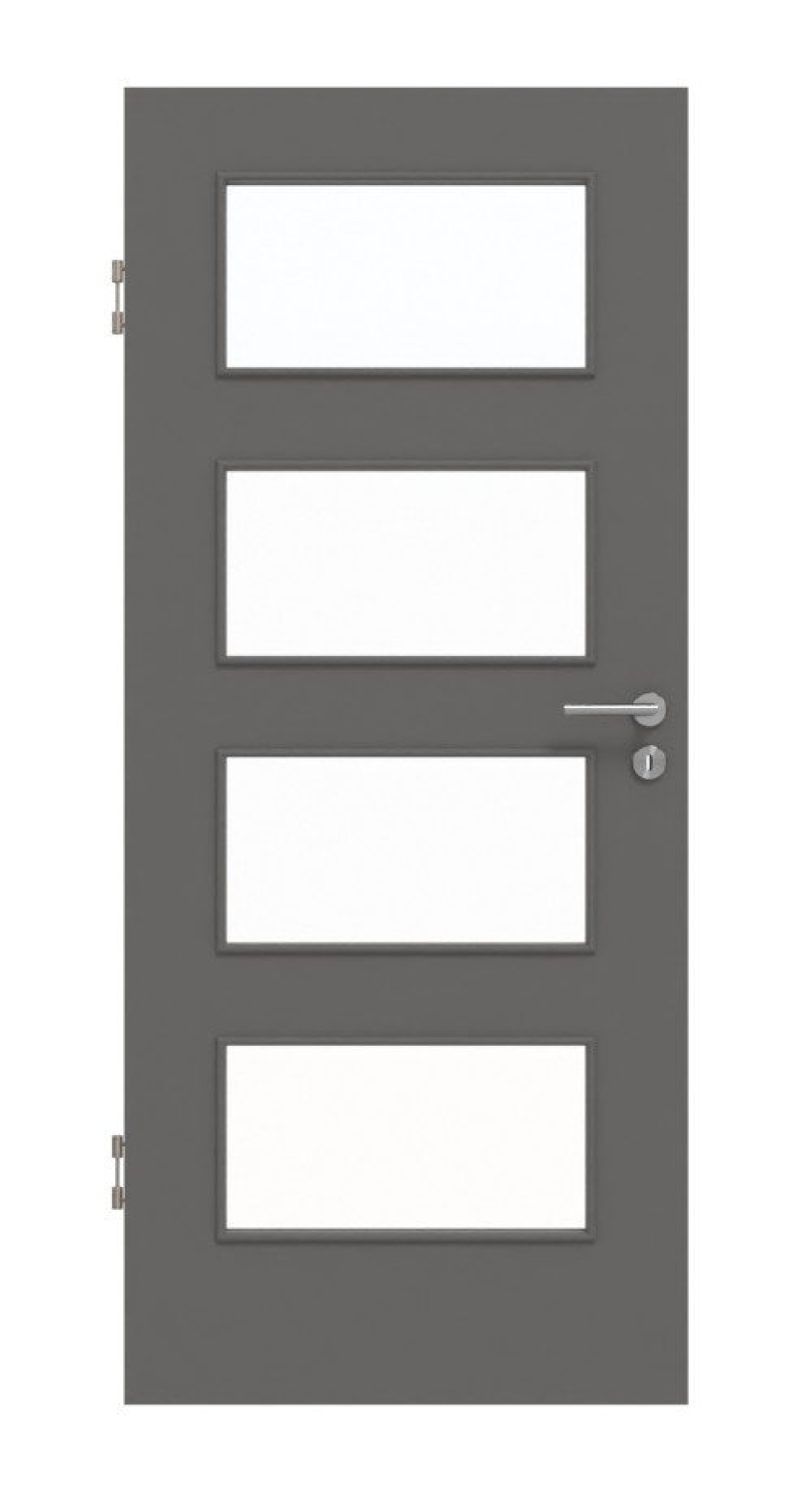 Frontansicht drzwi wewnętrznych Huga Hygge szare RAL 7037 lakier Basic z przeszkleniem LA-9