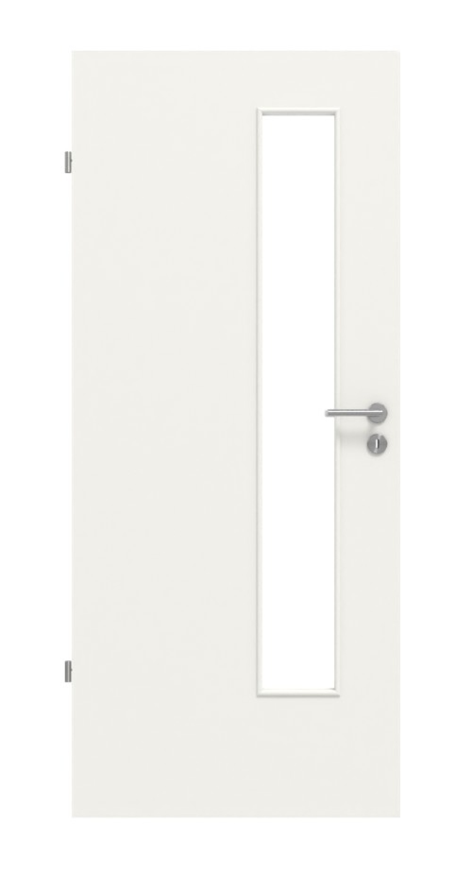 Frontansicht drzwi wewnętrznych Basic Lack Huga w kolorze białym podobnym do RAL 9016 LA 24 od strony zamka