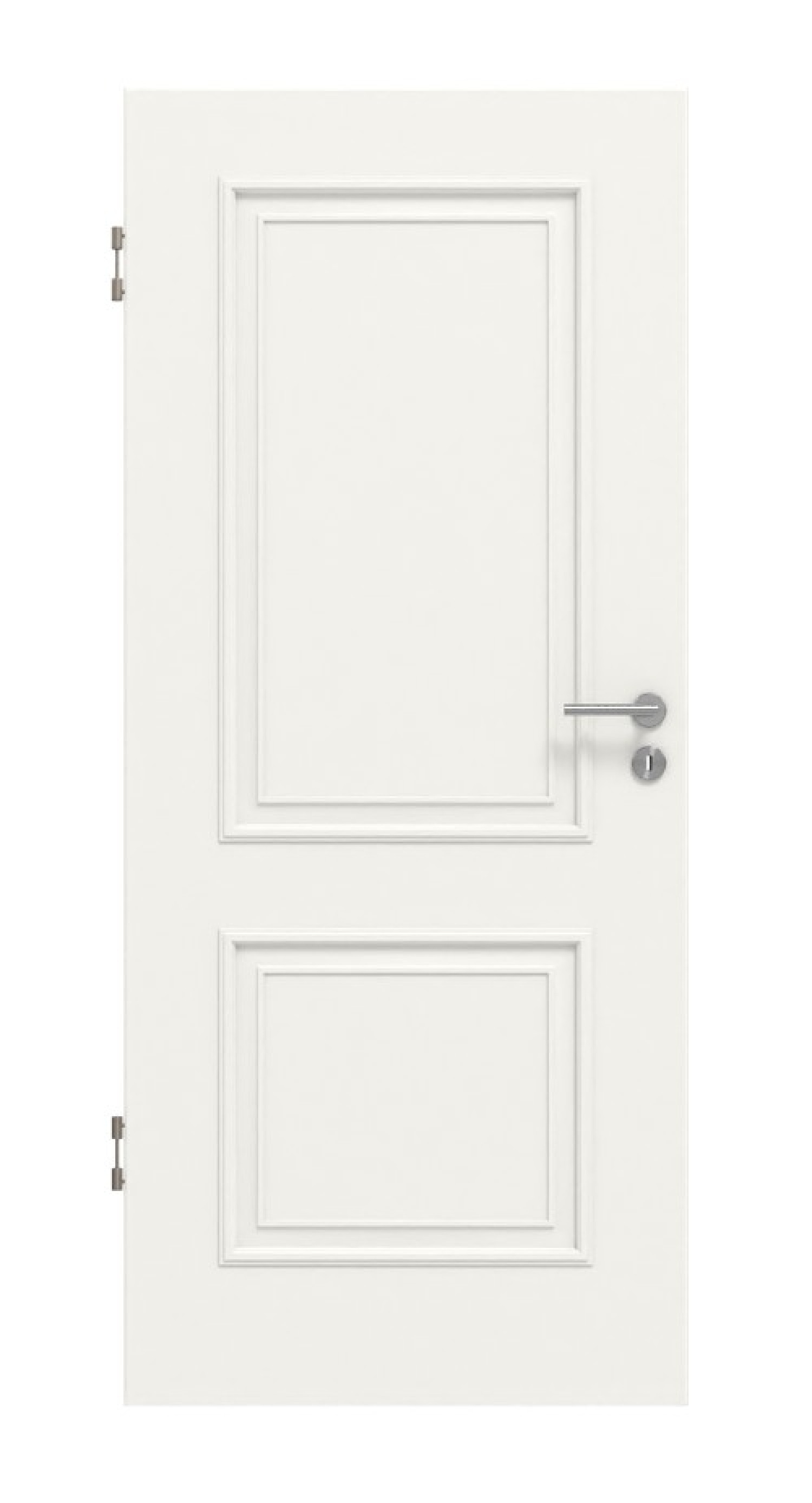 Front view of Country House 2 Classic Durat Traffic White RAL 9016 Interior Door - Huga