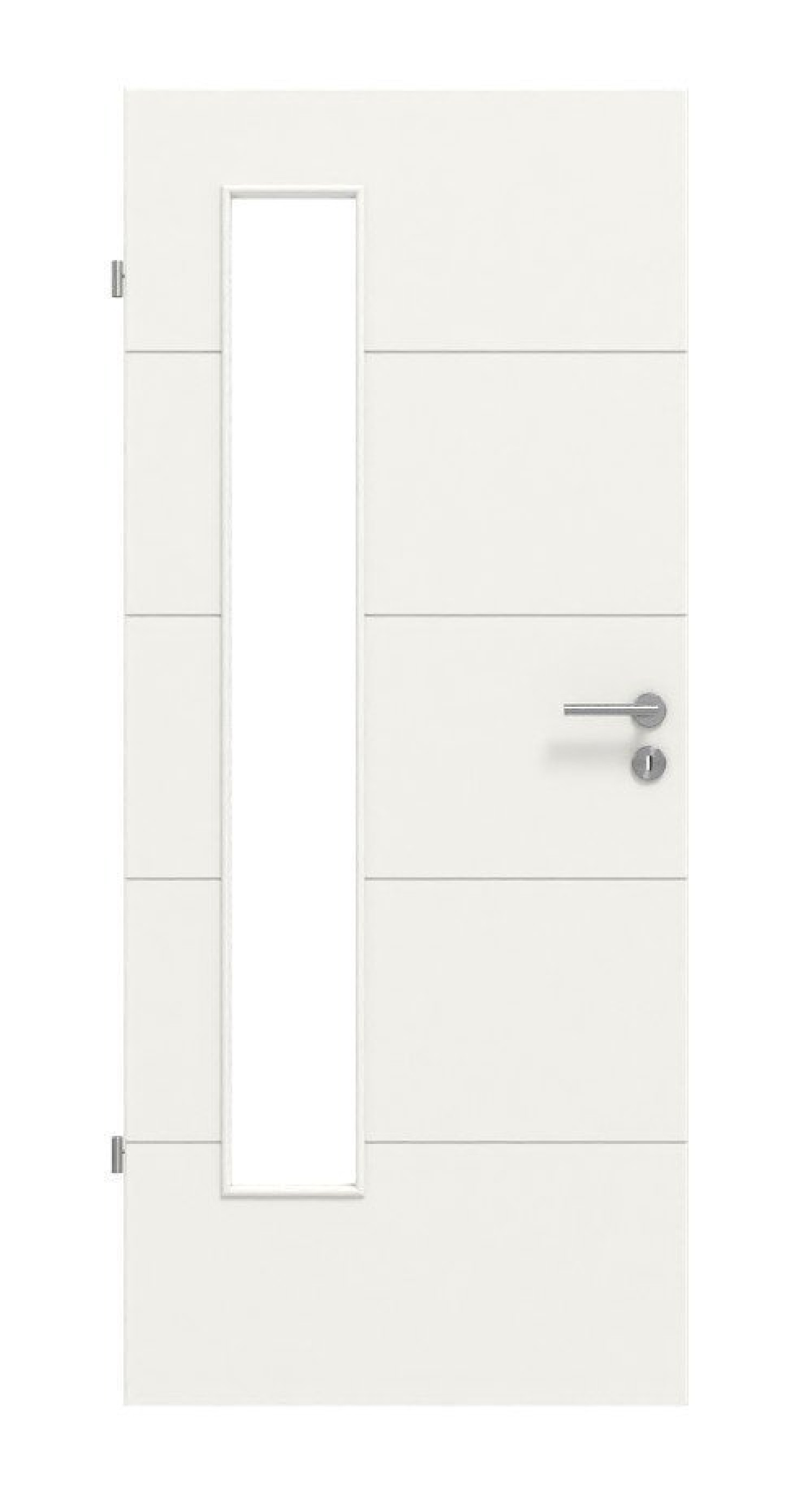 HÖRMANN drzwi wewnętrzne Groove 15 biały lakier DesignLine z przeszkleniem LA 24 po stronie zawiasów