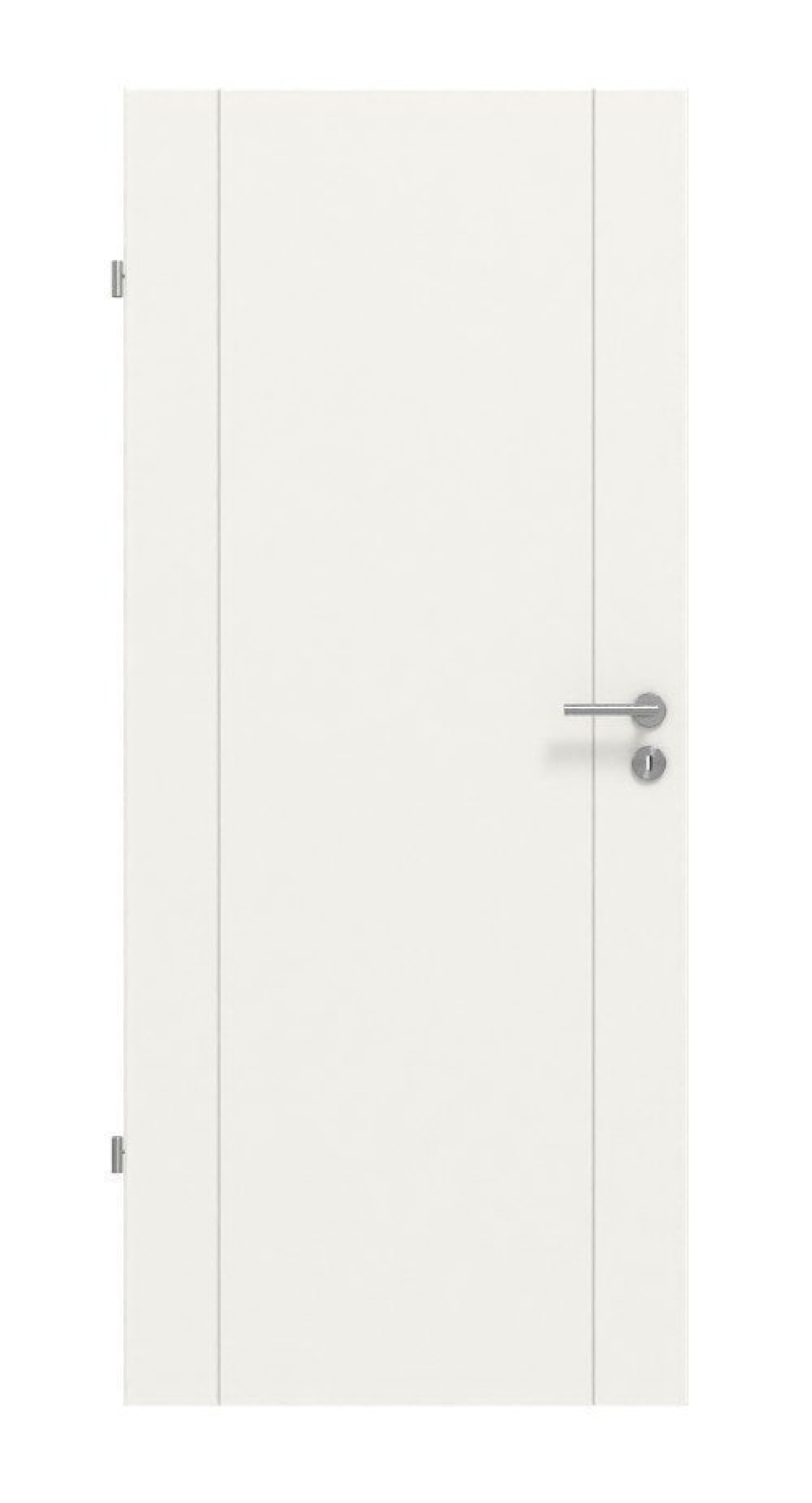 Front view of Groove 16 DesignLine lacquered traffic white RAL 9016 interior door - Hörmann
