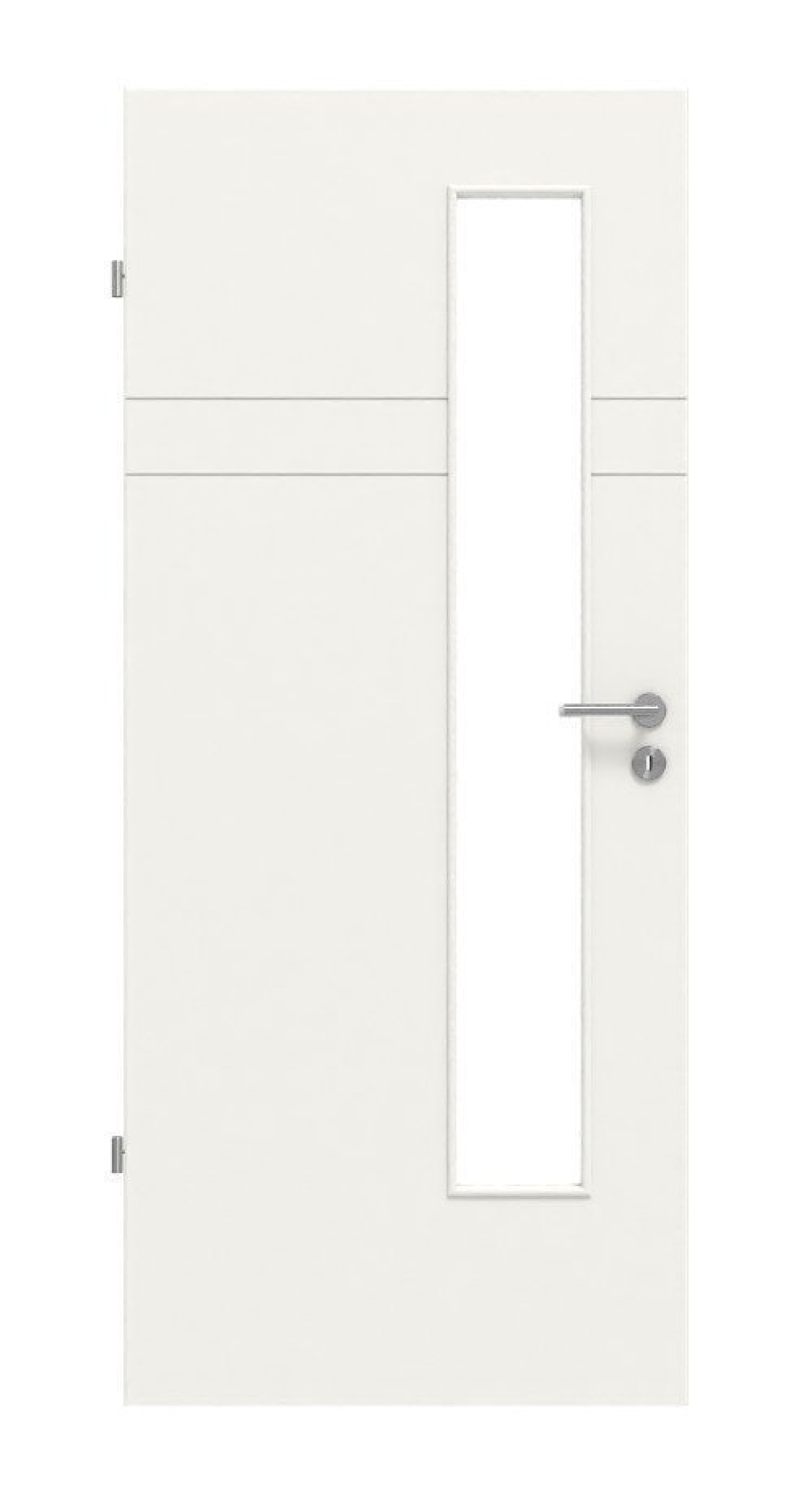 HÖRMANN drzwi wewnętrzne Groove 78 biały lakier DesignLine z przeszkleniem LA 24 od strony zamka