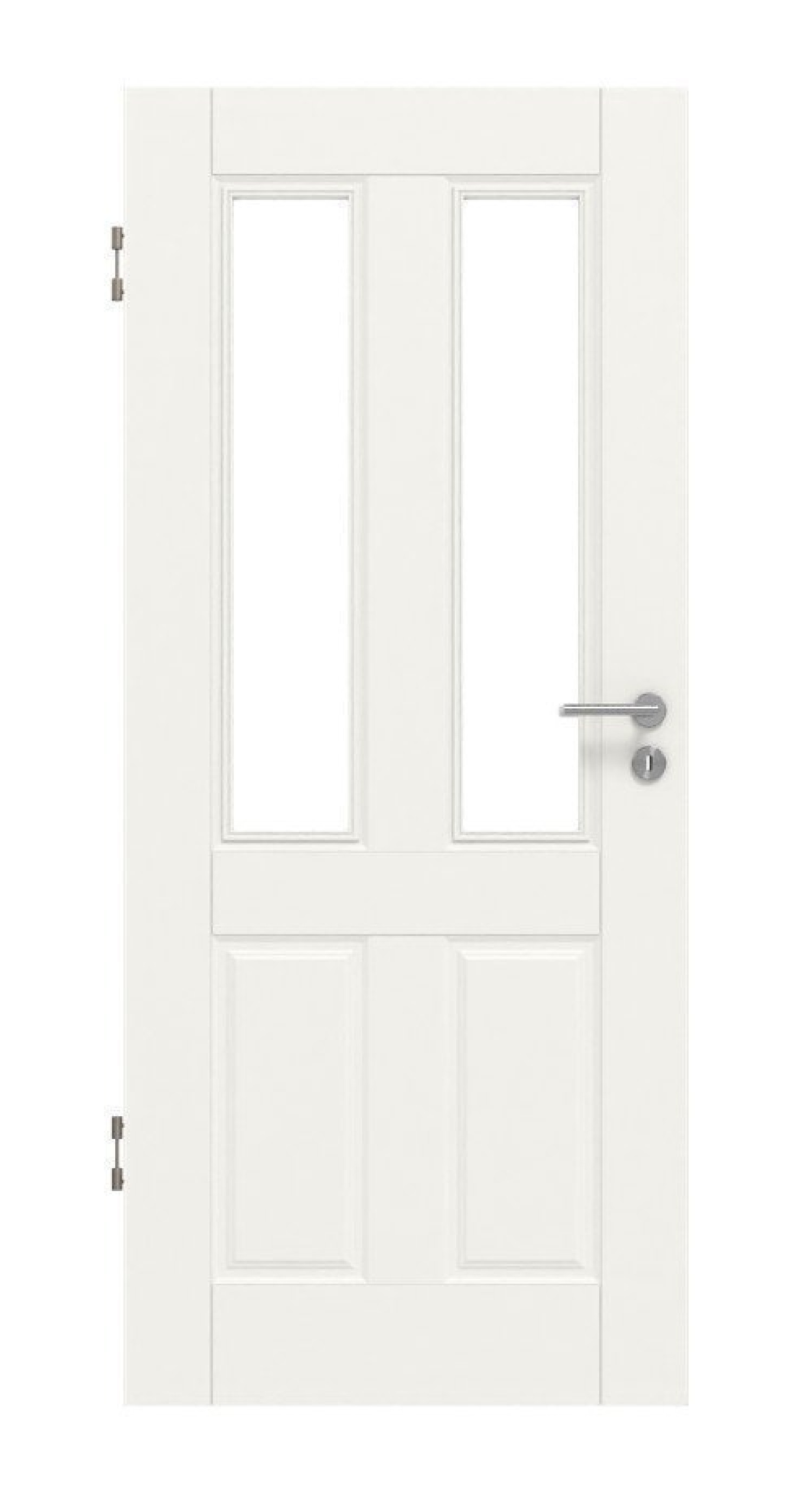Front view of LEBO interior door Country 40 white lacquer with glass cutout 2 LA at the top