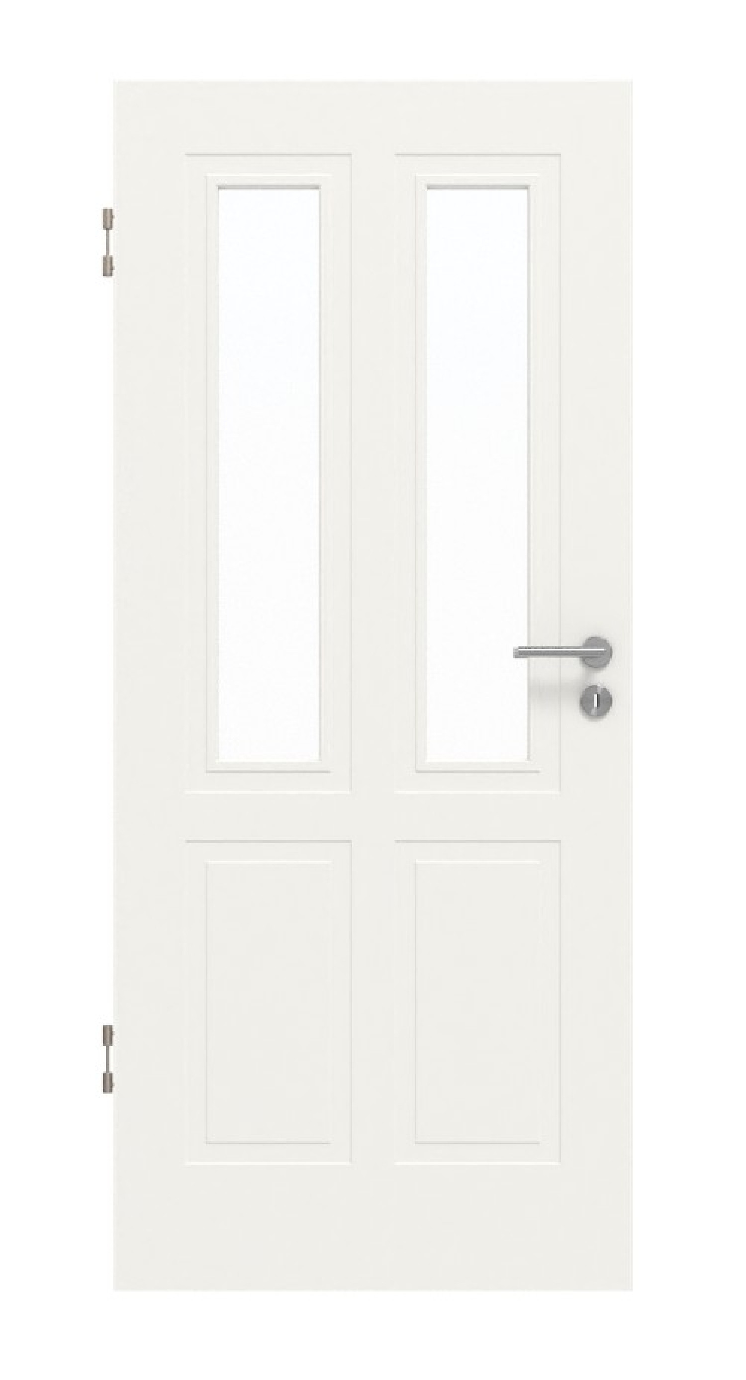 Widok frontowy drzwi wewnętrznych Lacuna 4 LA Classic białe lakierowane - Huga