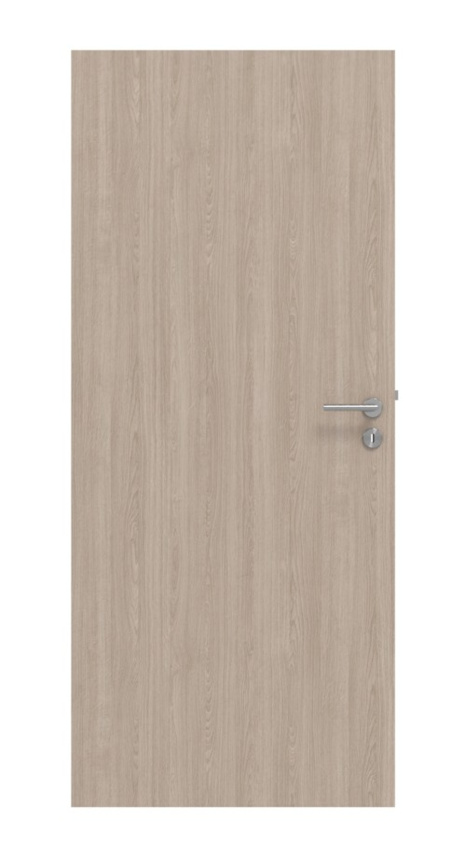 Front view of HUGA interior door set oak gray Basic Durat flush with frame and handle
