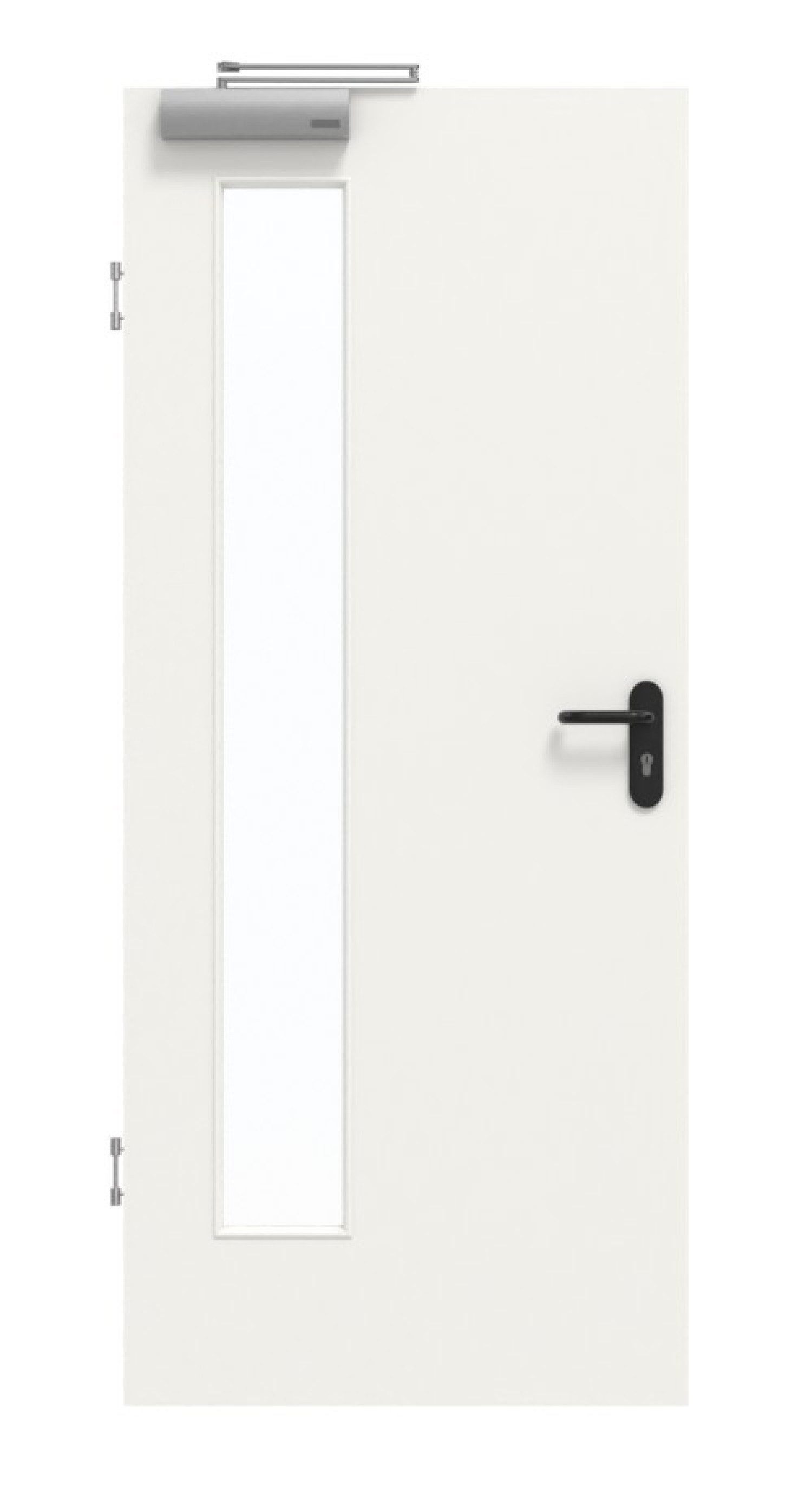 GARANT Drzwi przeciwpożarowe białe lakierowane 9016 z przeszkleniem LA-4 po stronie zawiasów