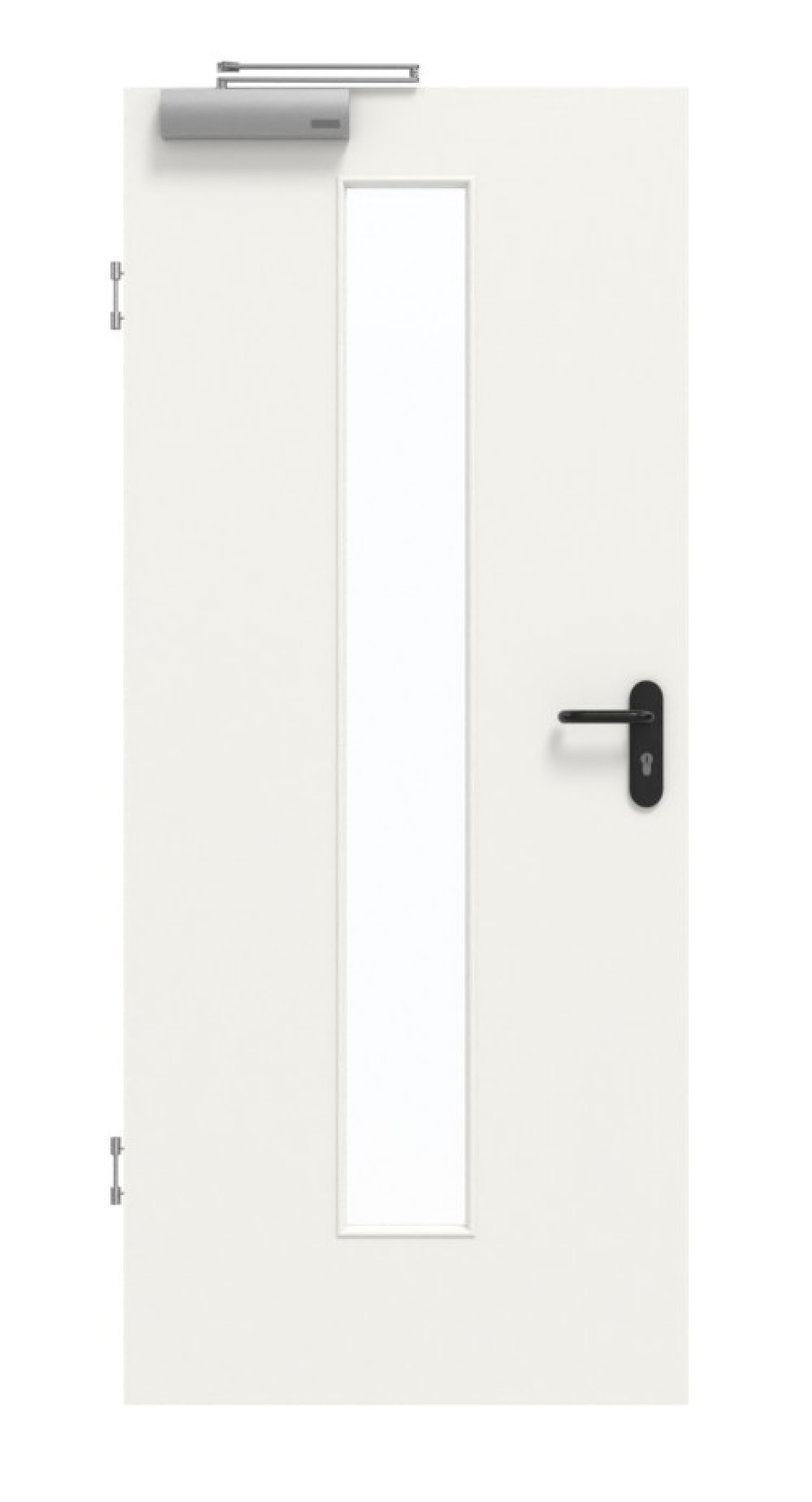 GARANT Drzwi przeciwpożarowe białe lakierowane 9016 z przeszkleniem LA-4 na środku