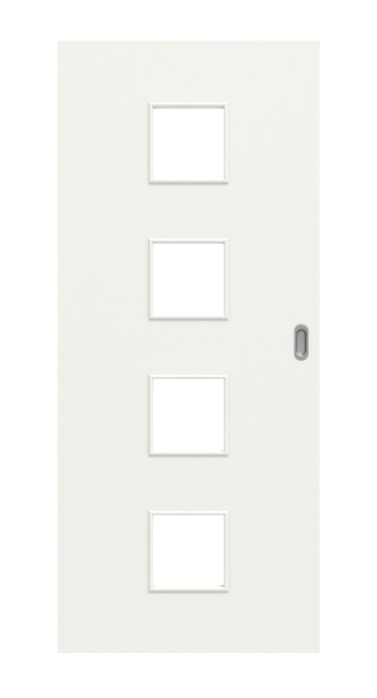 Frontansicht od białego podobnego do RAL 9016 LA 14 Basic Lack drzwi przesuwnych - Huga