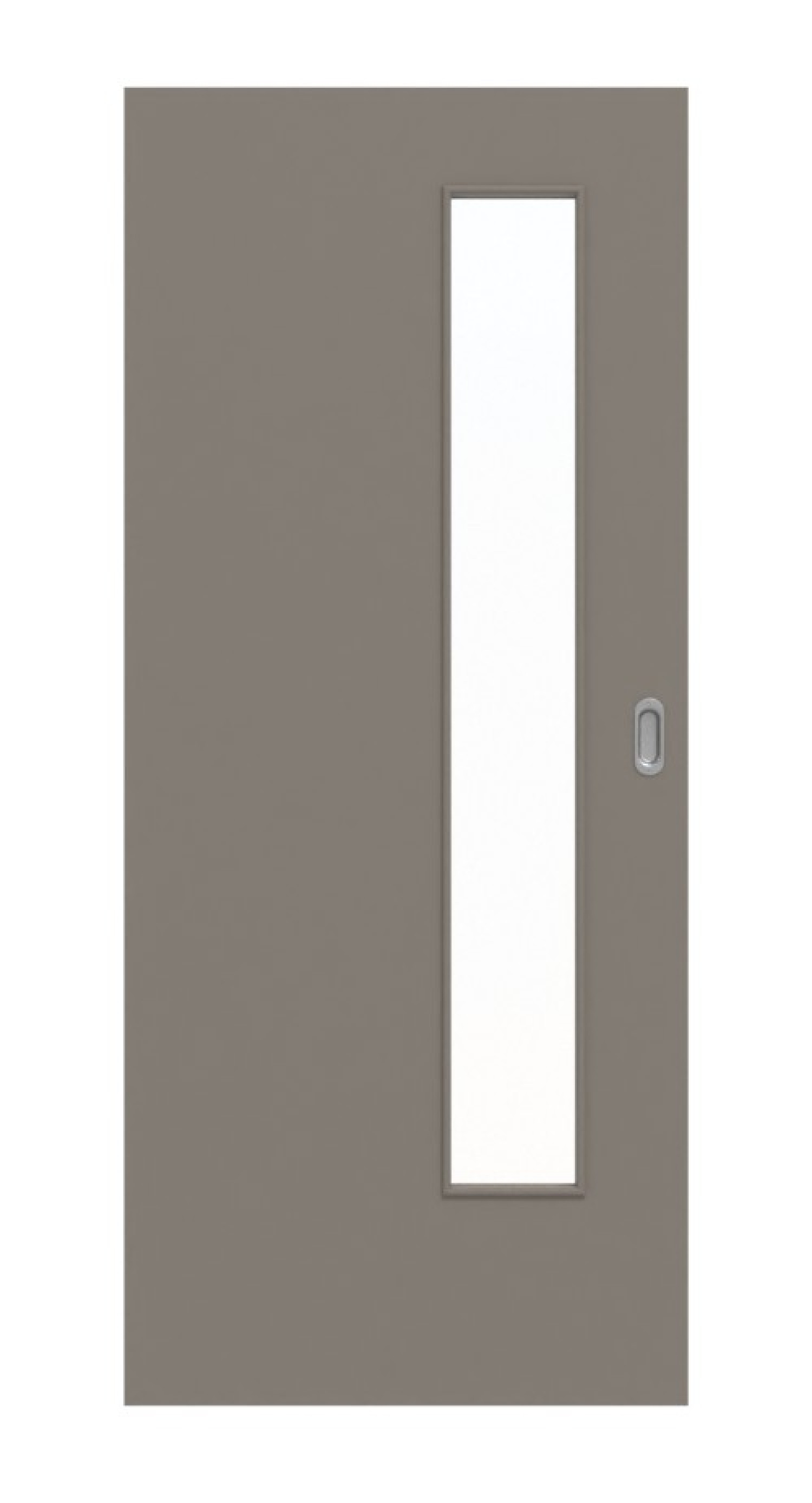 Frontansicht drzwi przesuwnych Taupe RAL 7048 lakier LA 24 po stronie zamka Basic - Huga
