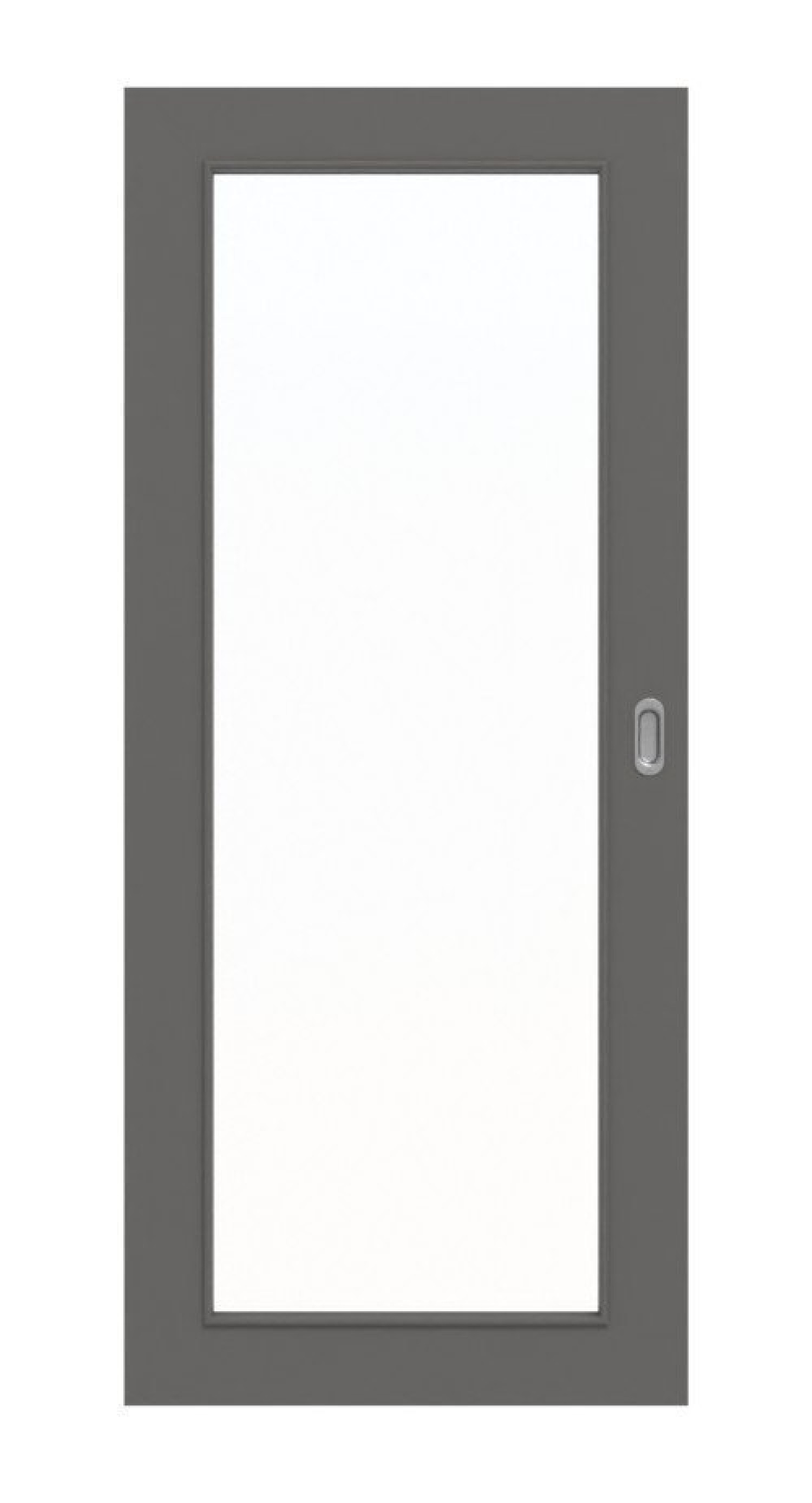 Front view of Huga sliding door Hygge gray RAL 7037 Durat Basic with light cutout LA 27