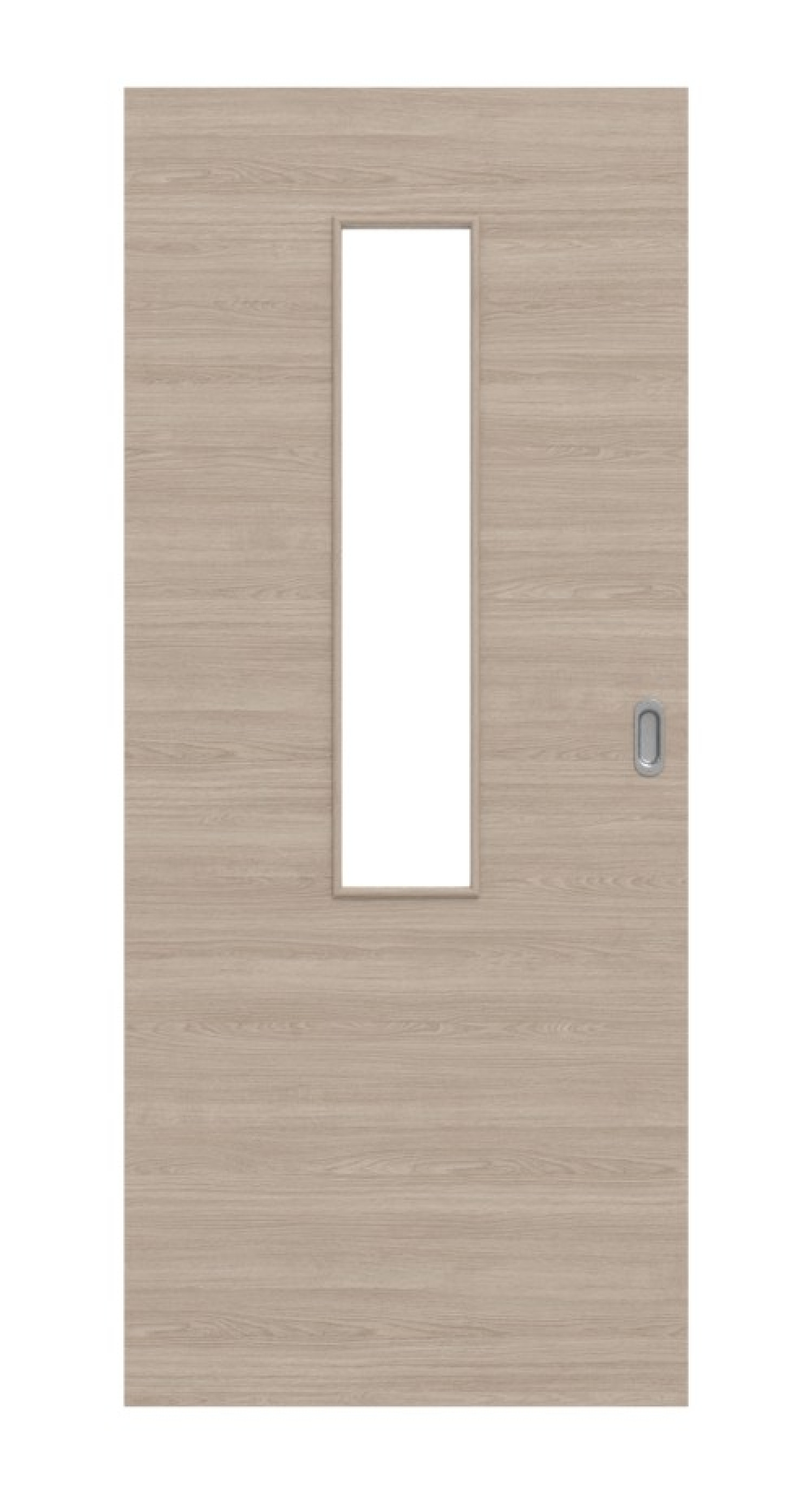 Front view of gray oak cross LA 4 centered Basic Durat sliding door - Huga