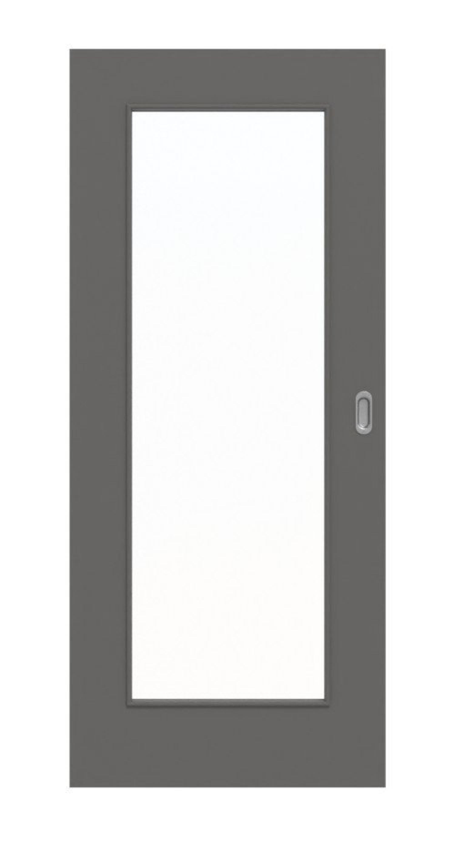 Front view of Huga sliding door Hygge gray RAL 7037 lacquer Basic with light cutout LA 8