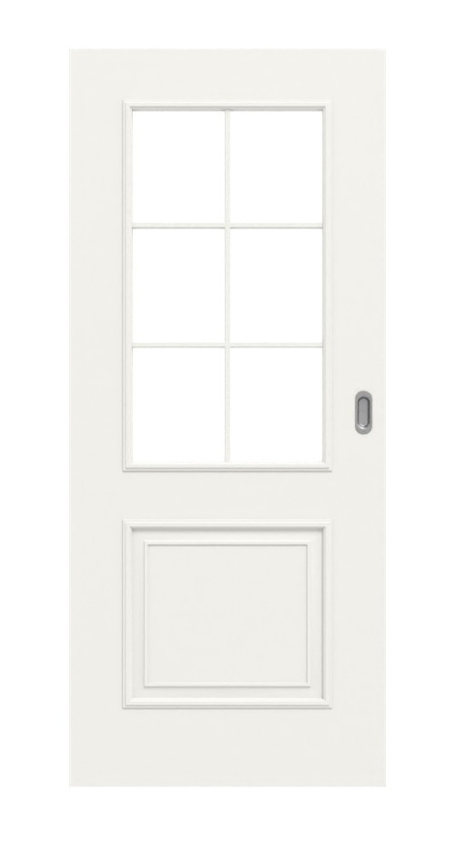 Widok z przodu drzwi przesuwnych Landhaus 2 LA Sprosse 2/3 Classic Durat w kolorze białym RAL 9016 - Huga