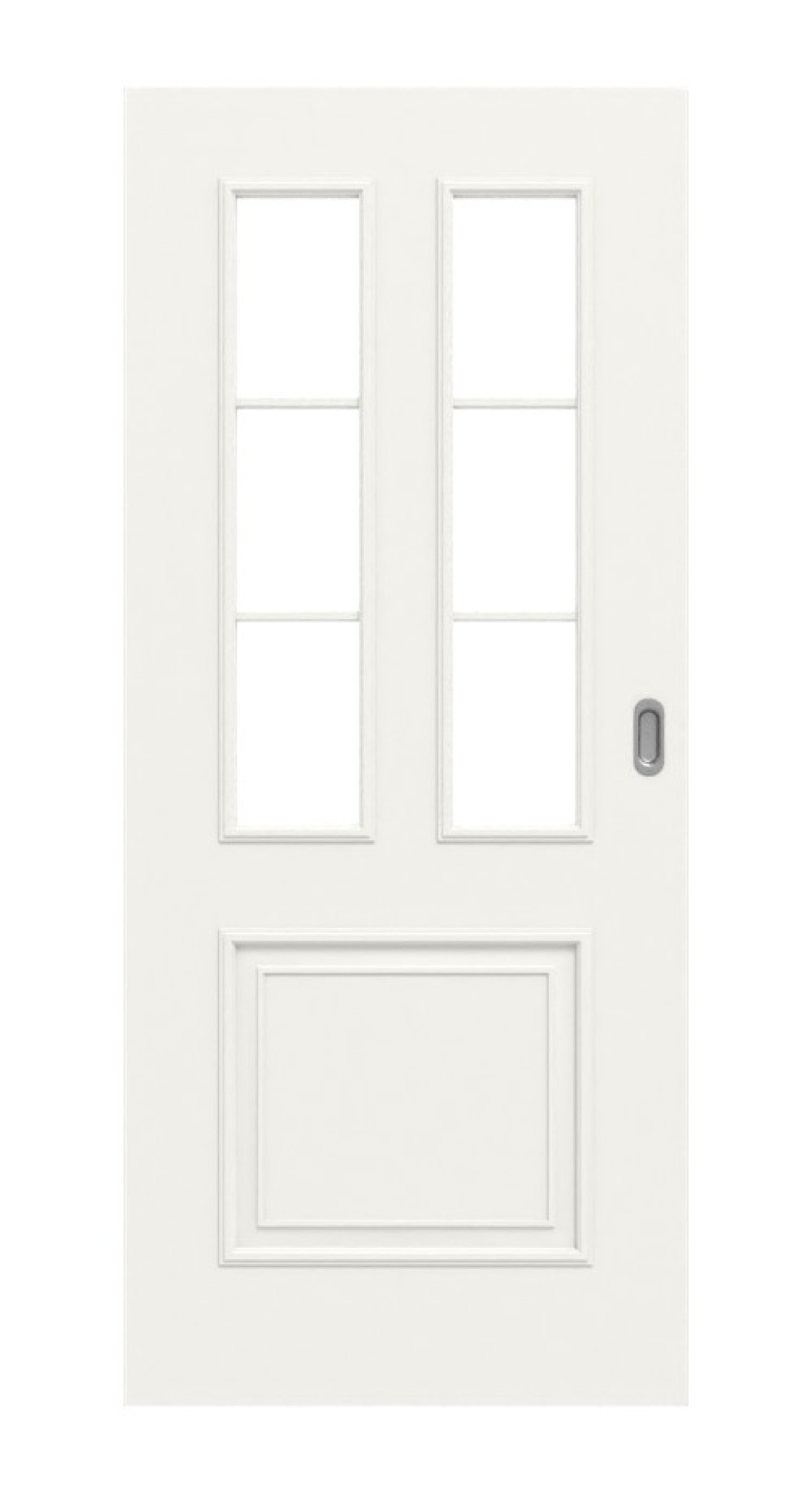 Widok frontowy drzwi przesuwnych Landhaus 3 LA Sprosse 1/3 Classic Białe lakierowane - Huga