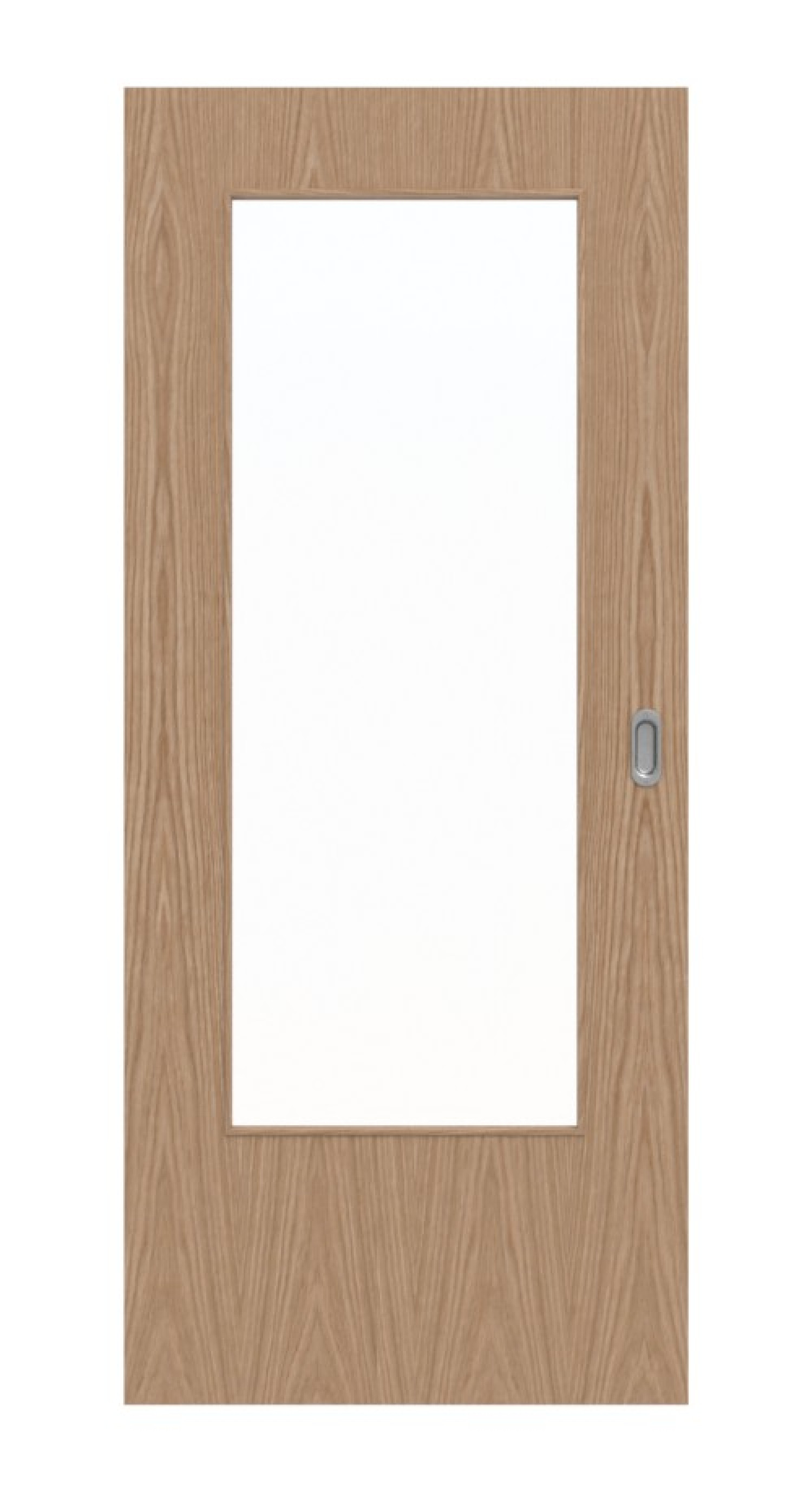 Front view of LEBO sliding door White Oak Matt real wood veneer with light cutout 1 LA 16-40
