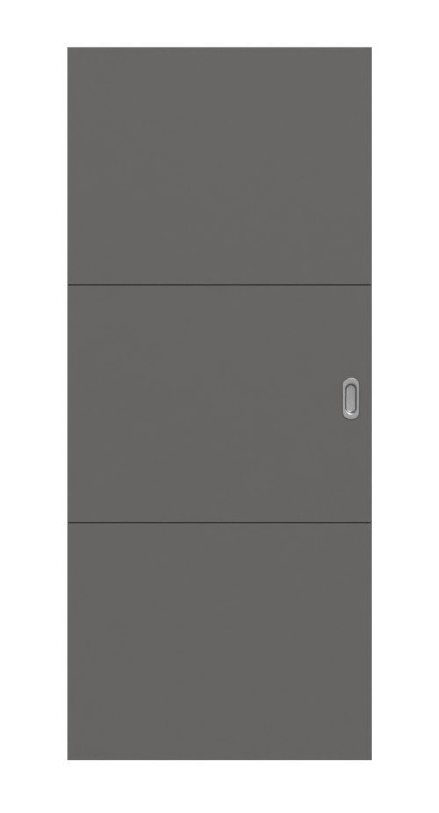 Front view of Huga sliding door Signum 31 Hygge gray RAL 7037 lacquer concept