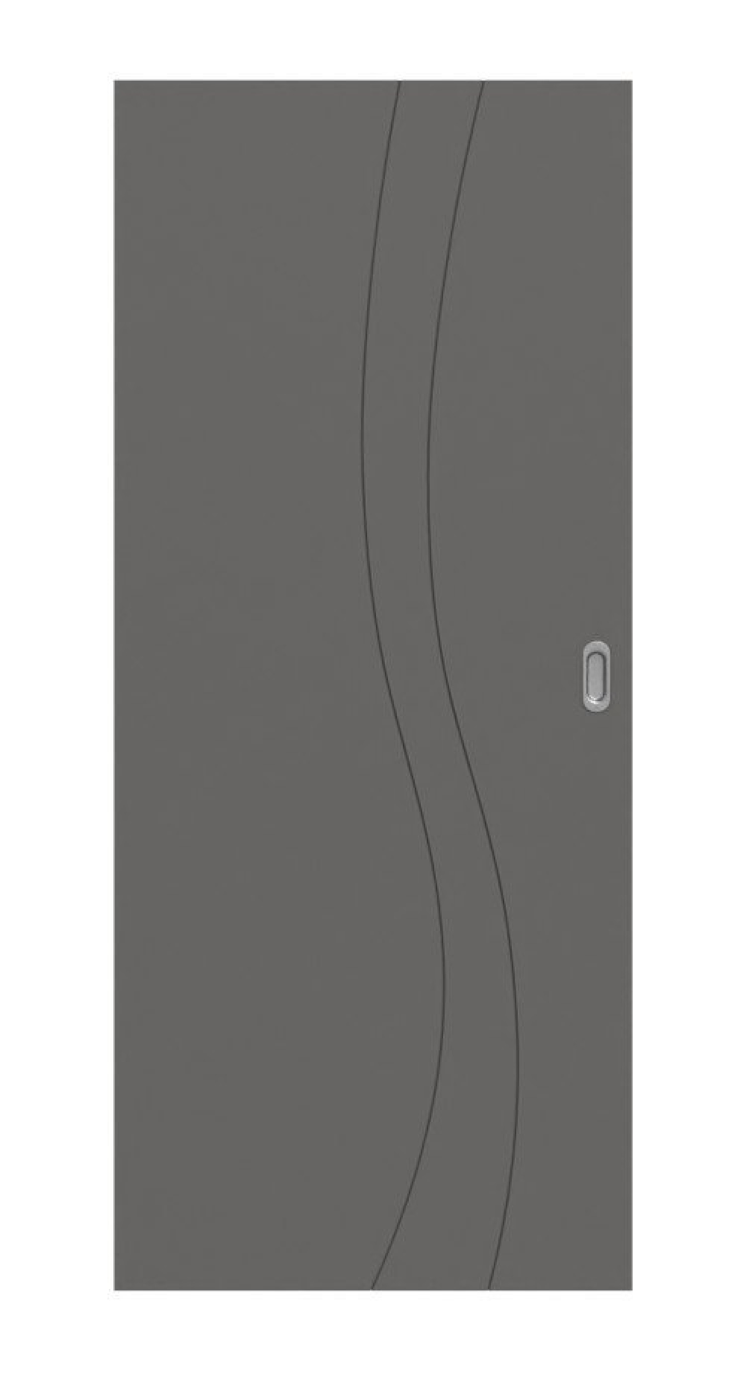 Front view of Huga sliding door Signum 51 Hygge gray RAL 7037 lacquer concept