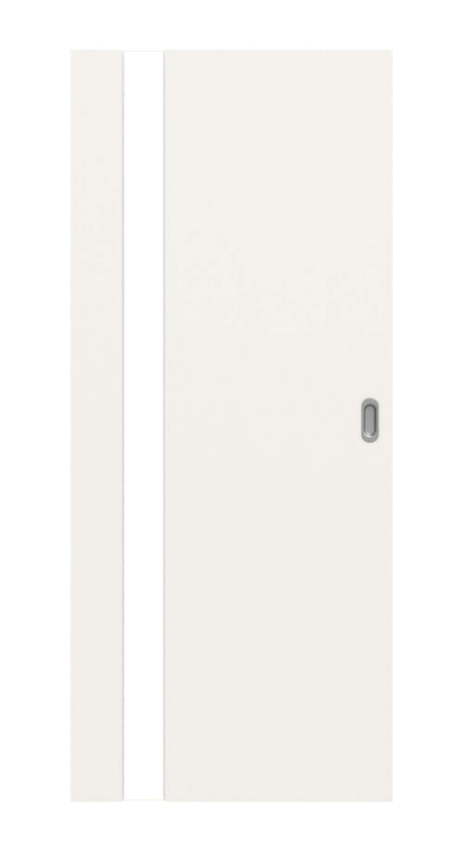 Frontansicht drzwi przesuwnych Smart 1 Bandseite Basic Białe lakierowane - Huga