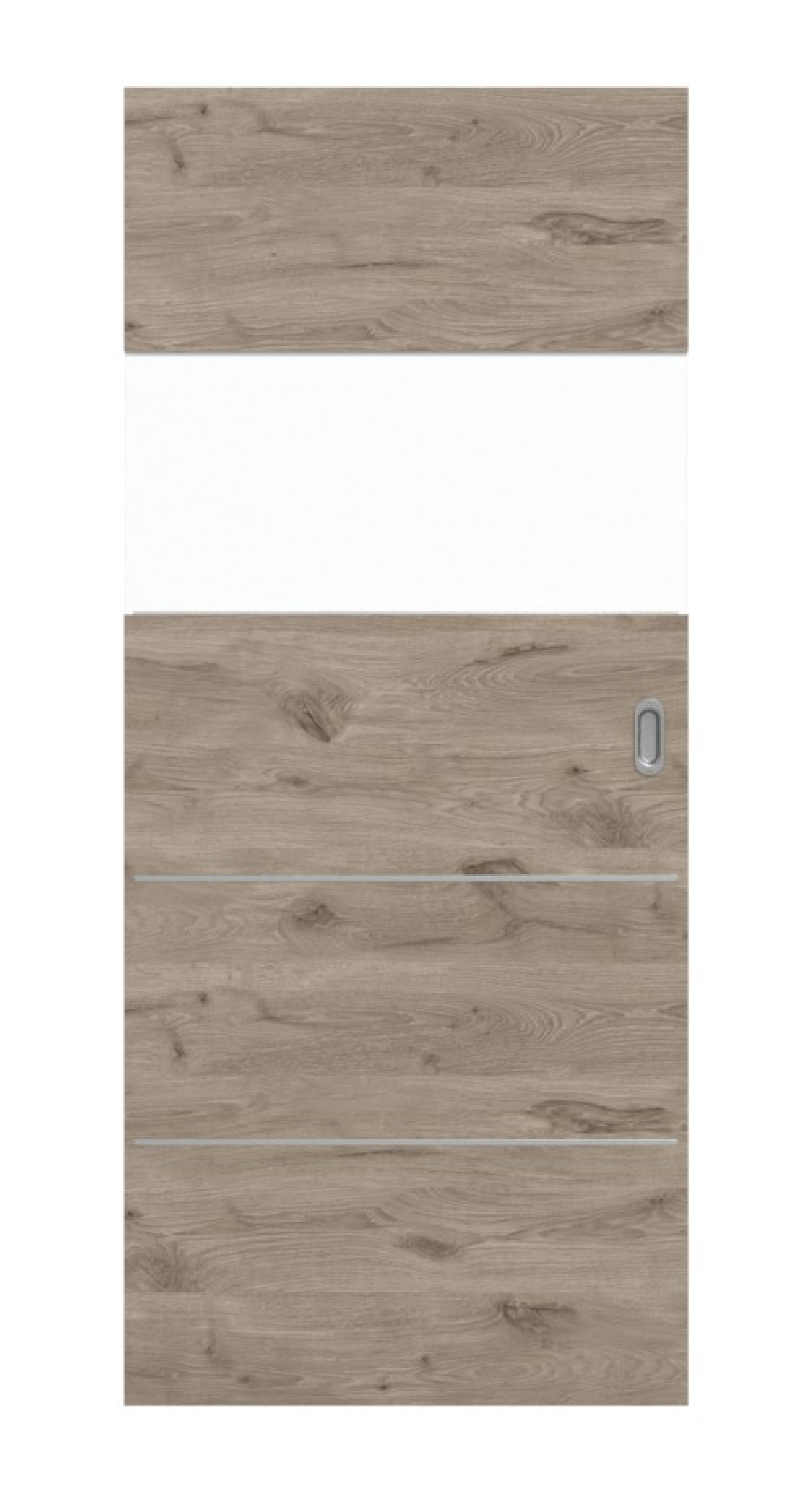 HÖRMANN Drzwi przesuwne Pure 2 Dąb północny poziomy Duradecor DesignLine z przeszkleniem poziomym z listwą Steel 80