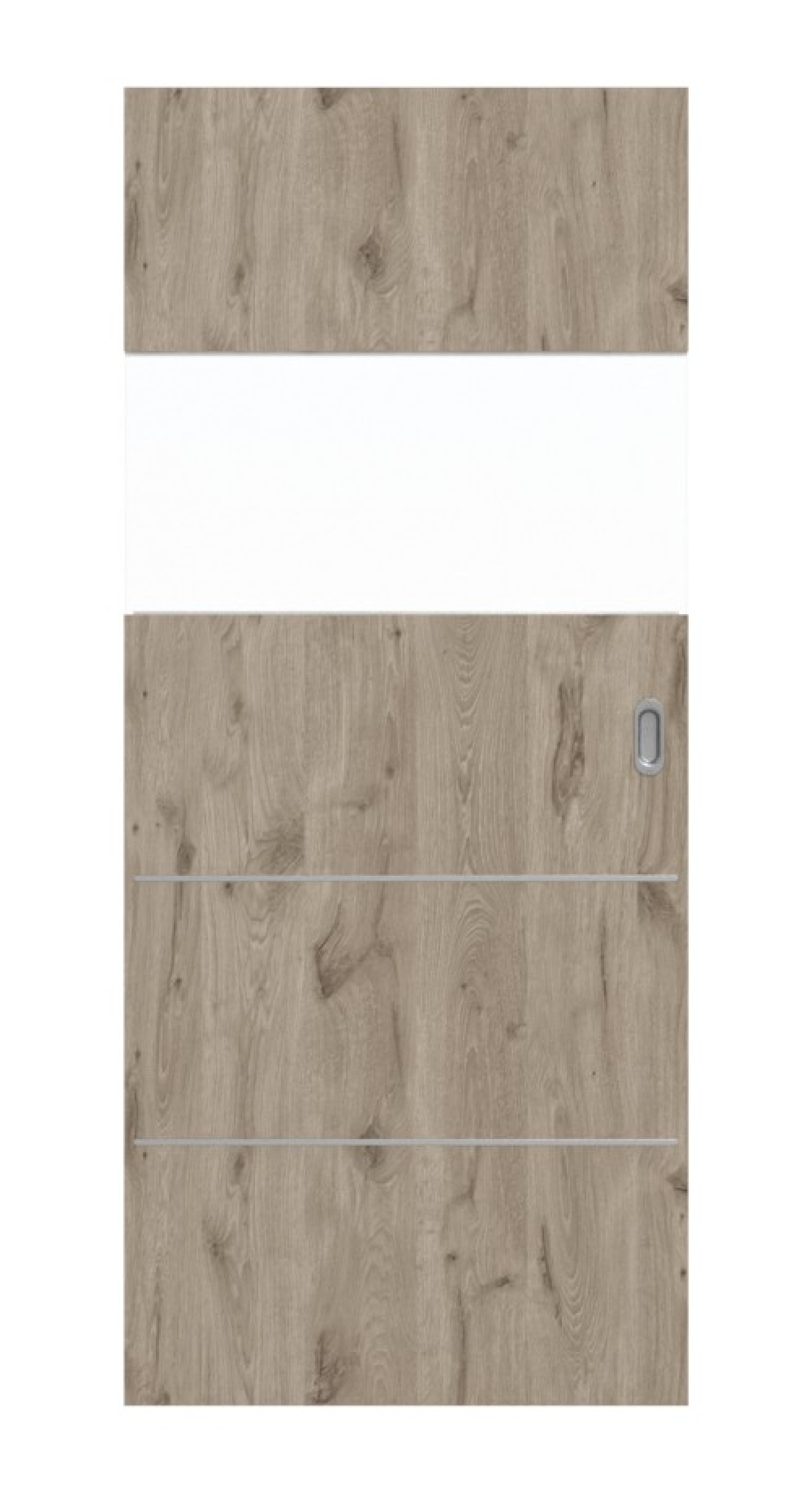 HÖRMANN Drzwi przesuwne Pure 2 Dąb północny Duradecor DesignLine z przeszkleniem poprzecznym z listwą Plain 80