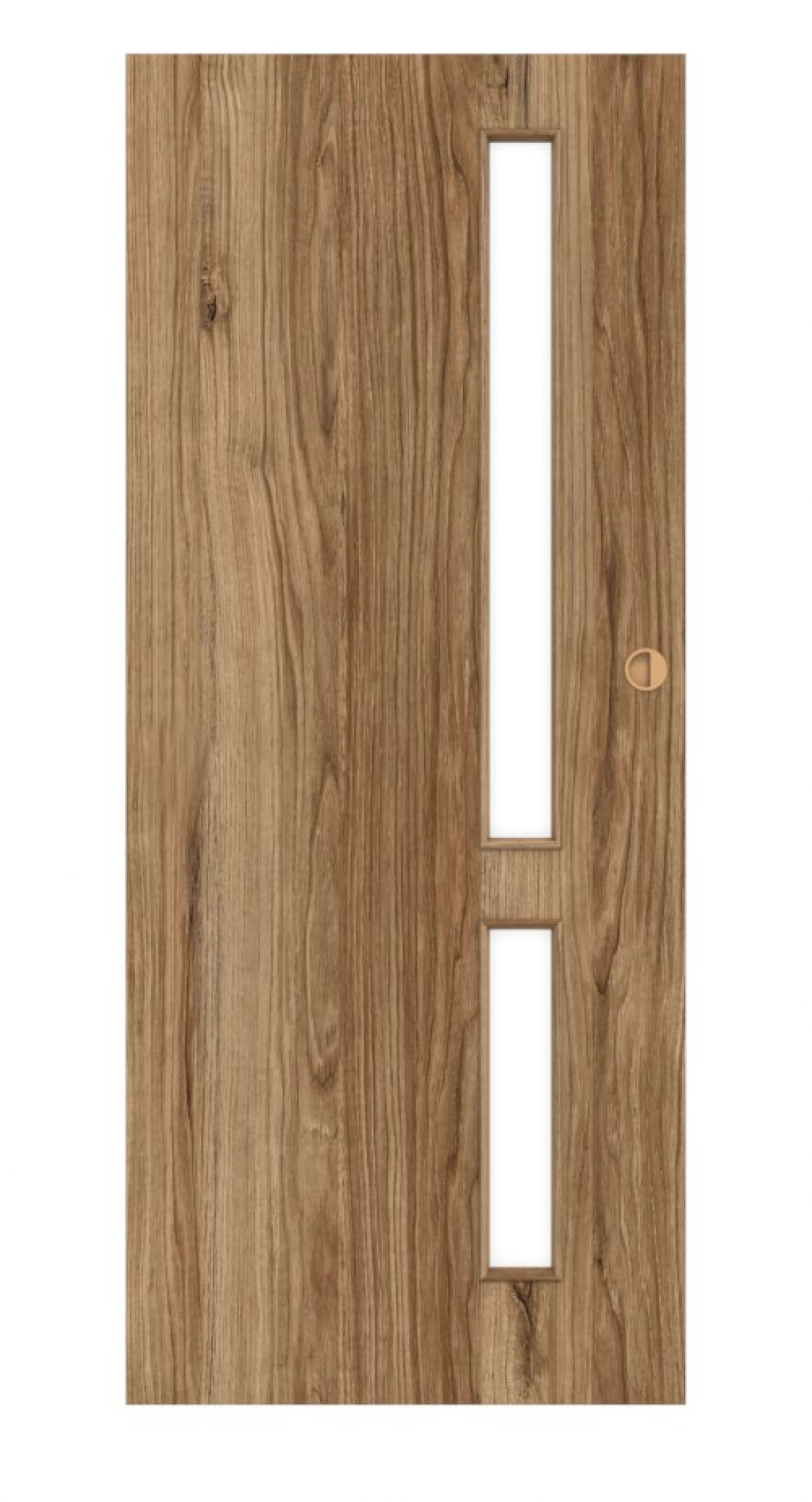 Widok frontowy drzwi przesuwnych Zano M3 Honig Catania folia dekoracyjna z przeszkleniem