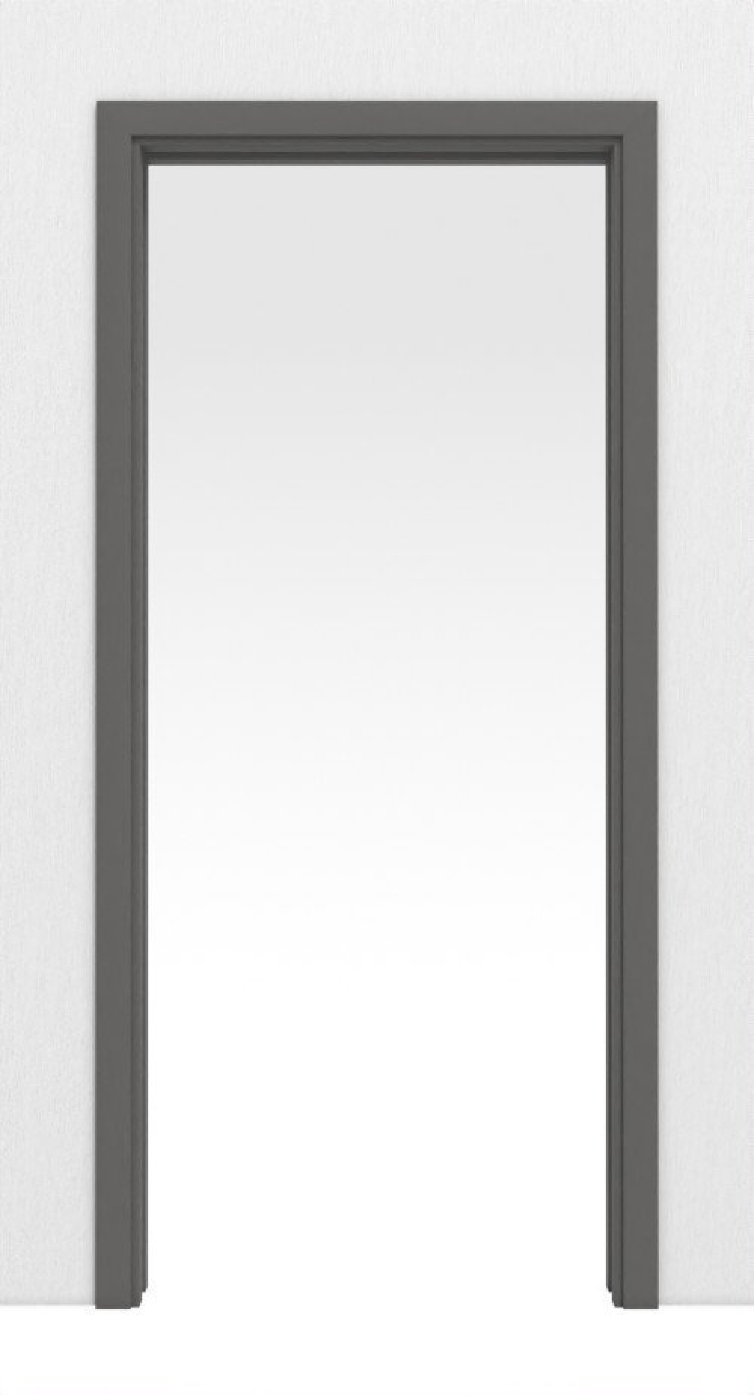 Frontansicht systemu drzwi przesuwnych Huga w ścianie Hygge szary RAL 7037 Duradecor z ościeżnicą