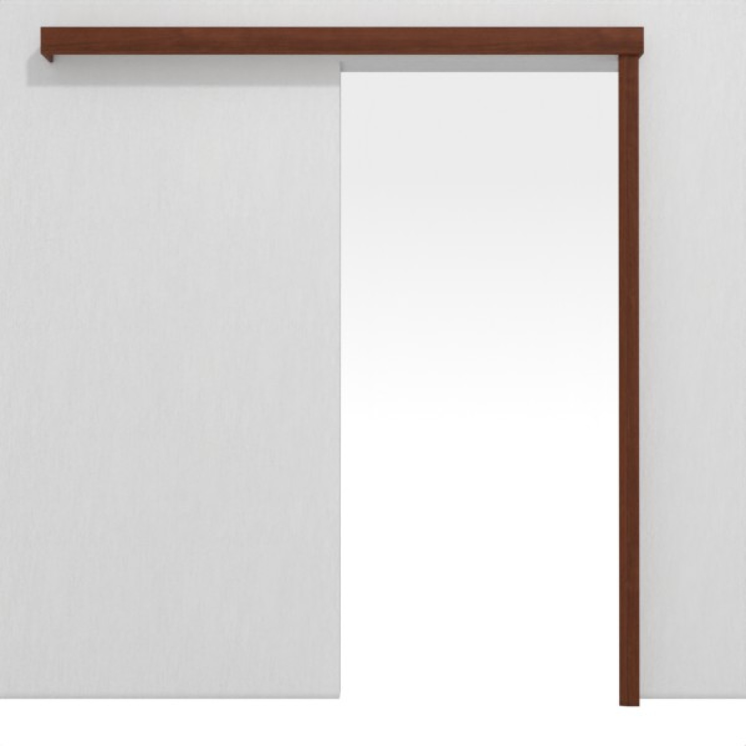 System drzwi przesuwnych orzech folia dekoracyjna przed ścianą bez ościeżnicy