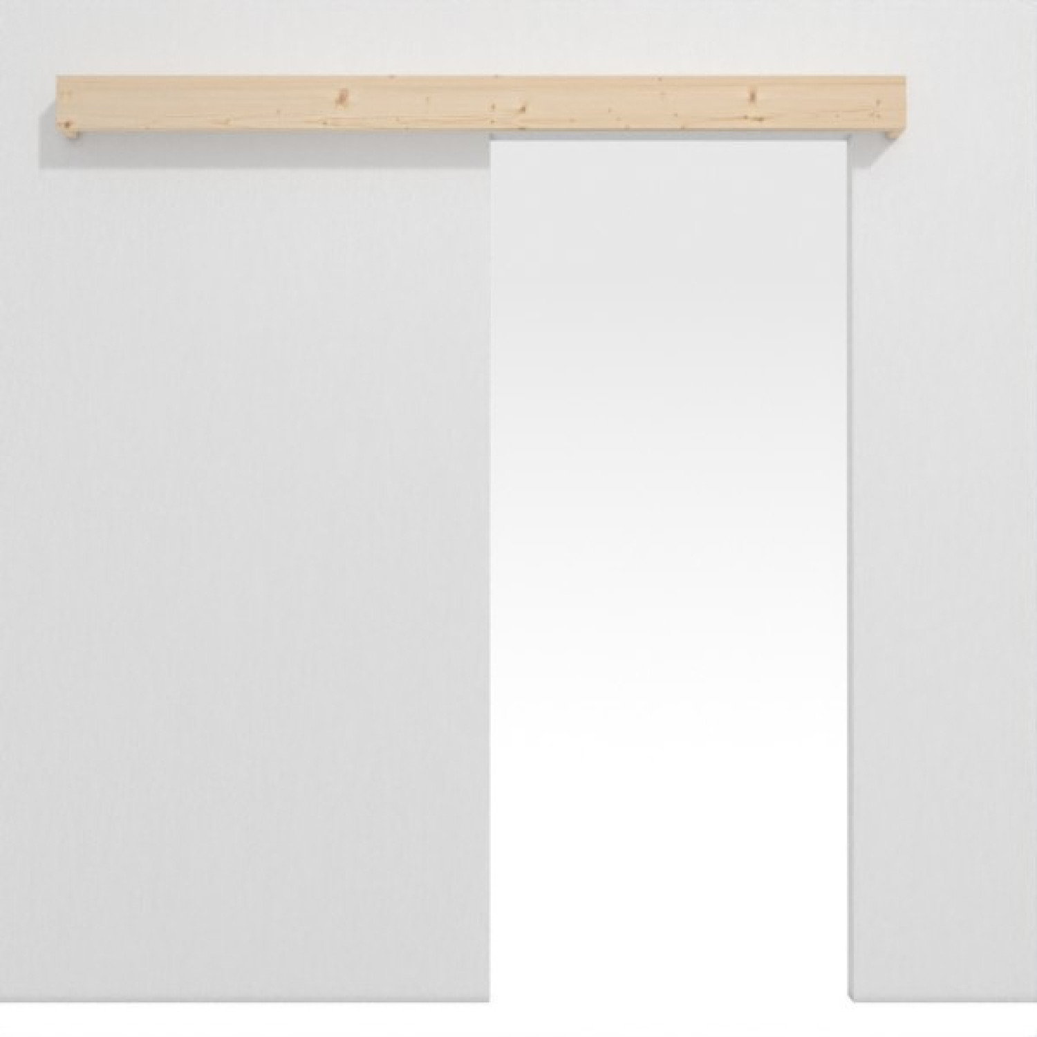 Widok z przodu systemu drzwi przesuwnych przed ścianą, świerk - Radex