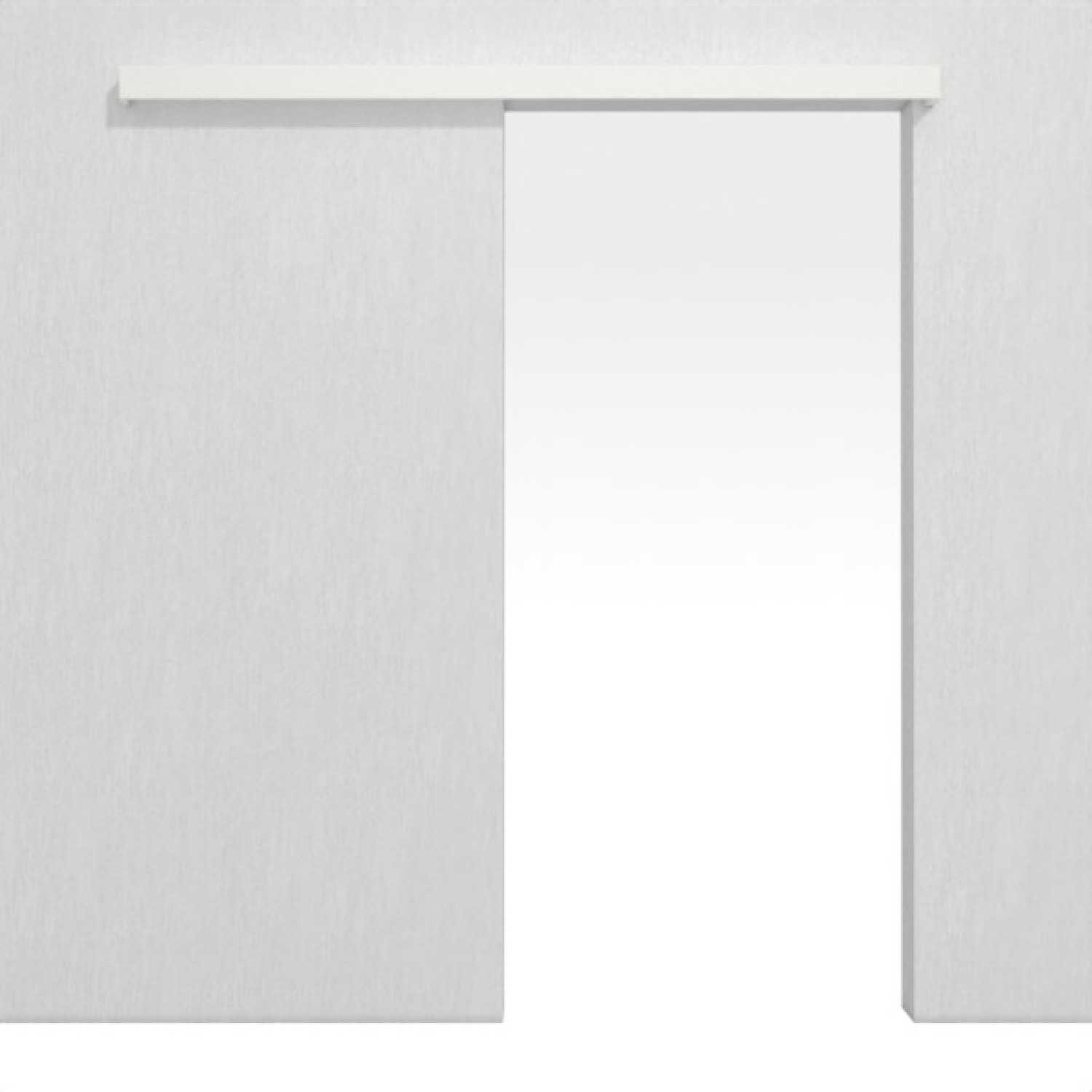 Front view of White lacquer 9016 lacquer sliding door system running in front of the wall without frame - Lebo