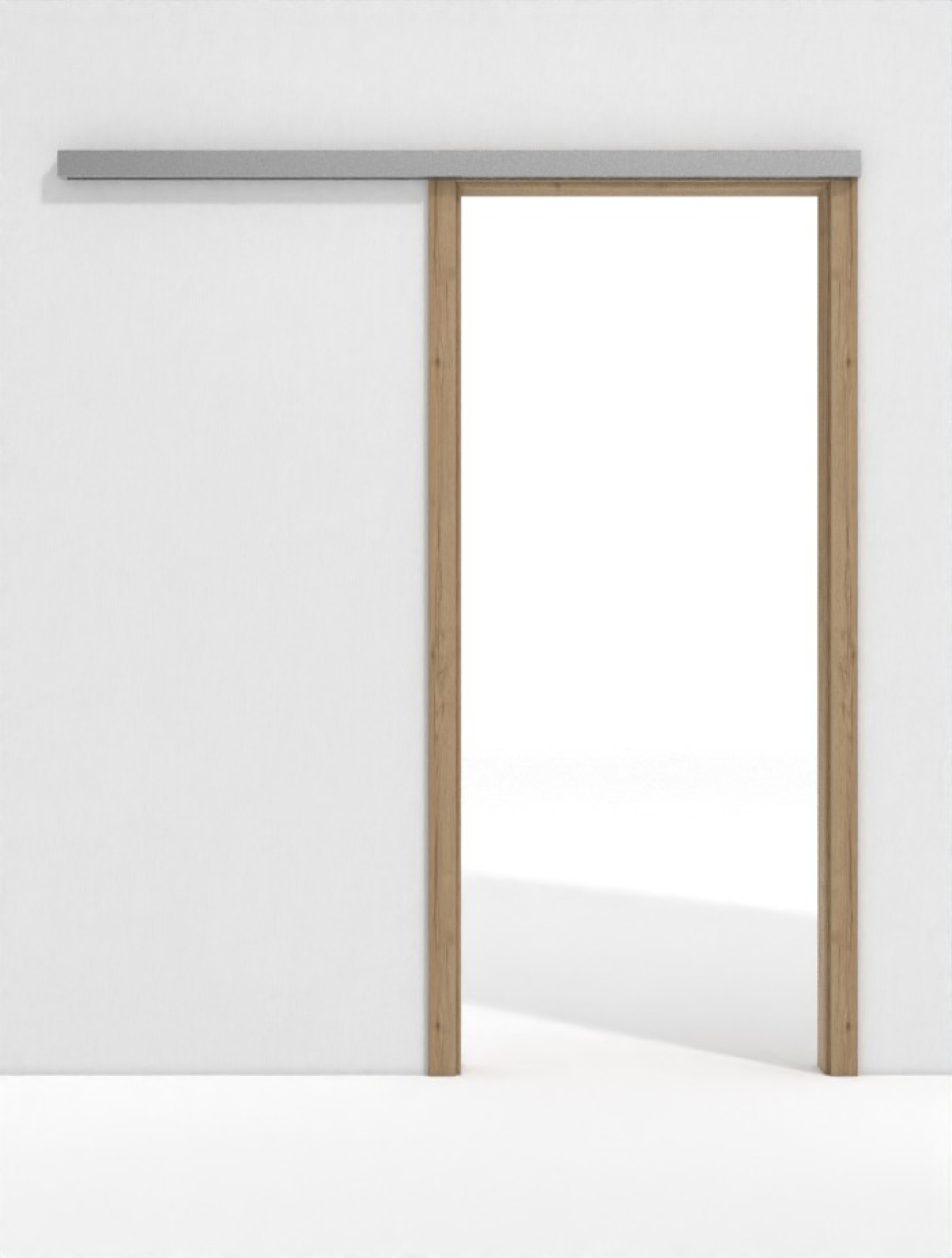 Widok z przodu systemu drzwi przesuwnych GARANT Line, biegnącego przed ścianą, Autentyczna dąb z pęknięciami CePaL