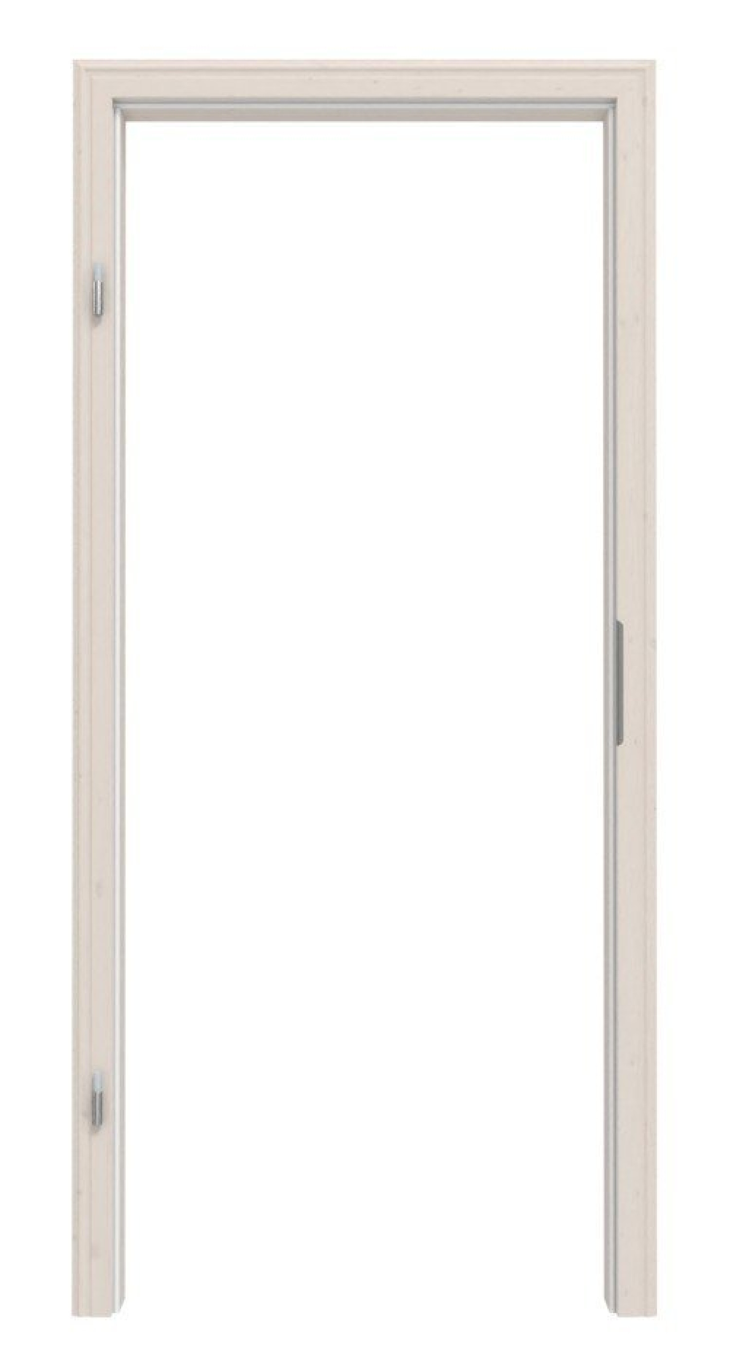 Front view of solid wood frame spruce knotty white pigmented profiled Profile B