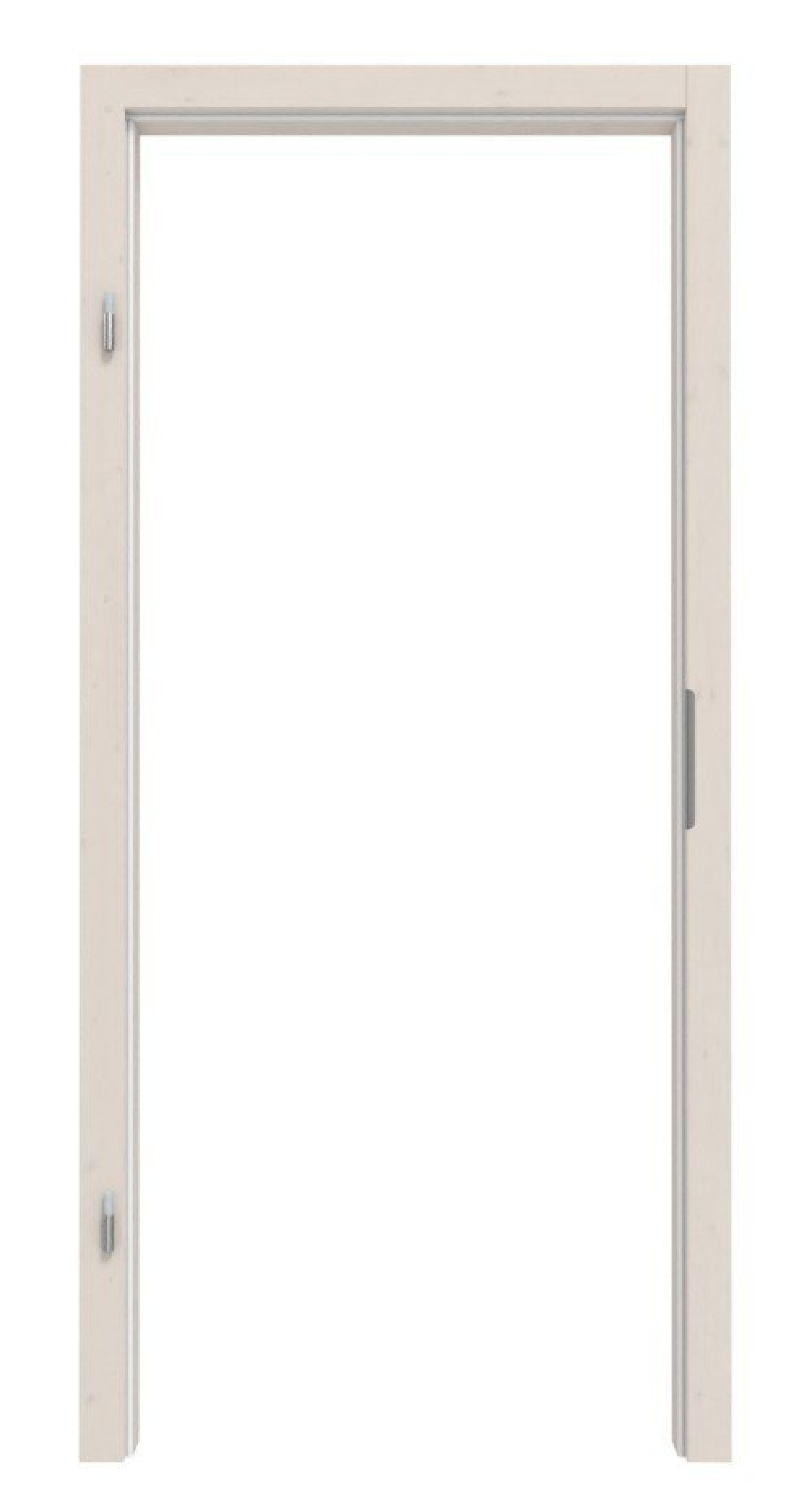 Widok z przodu masywnej ościeżnicy z sosny, sękate, biała pigmentowana bez łączenia, profil C