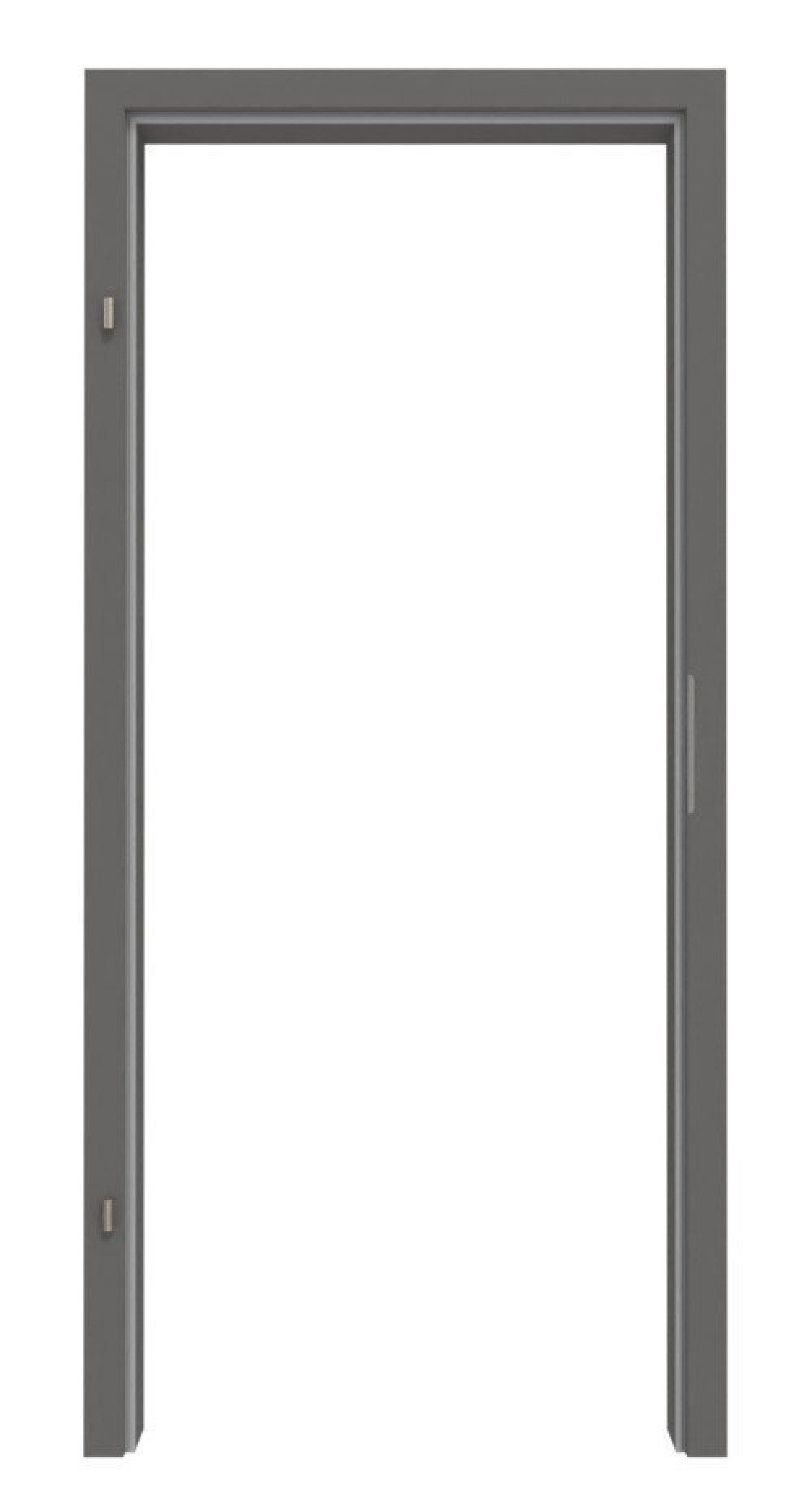 Frontansicht Huga Holz-Zarge dla drzwi przeciwpożarowych Hygge szary RAL 7037 lakier Basic z zaokrąglonym brzegiem